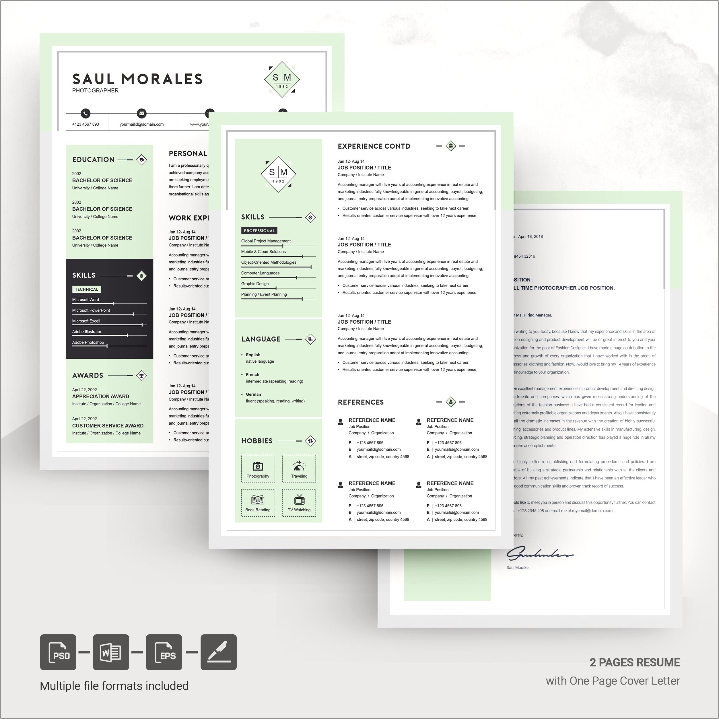 Multi Page Resume Template Free