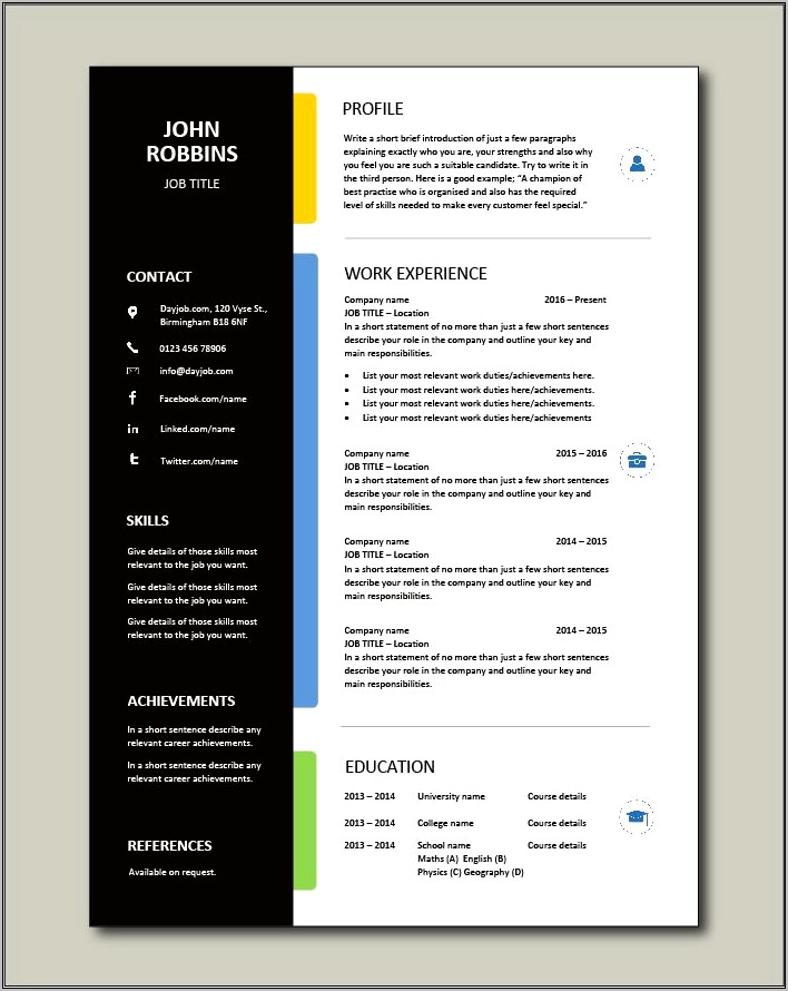Name Templates For Resumes Free