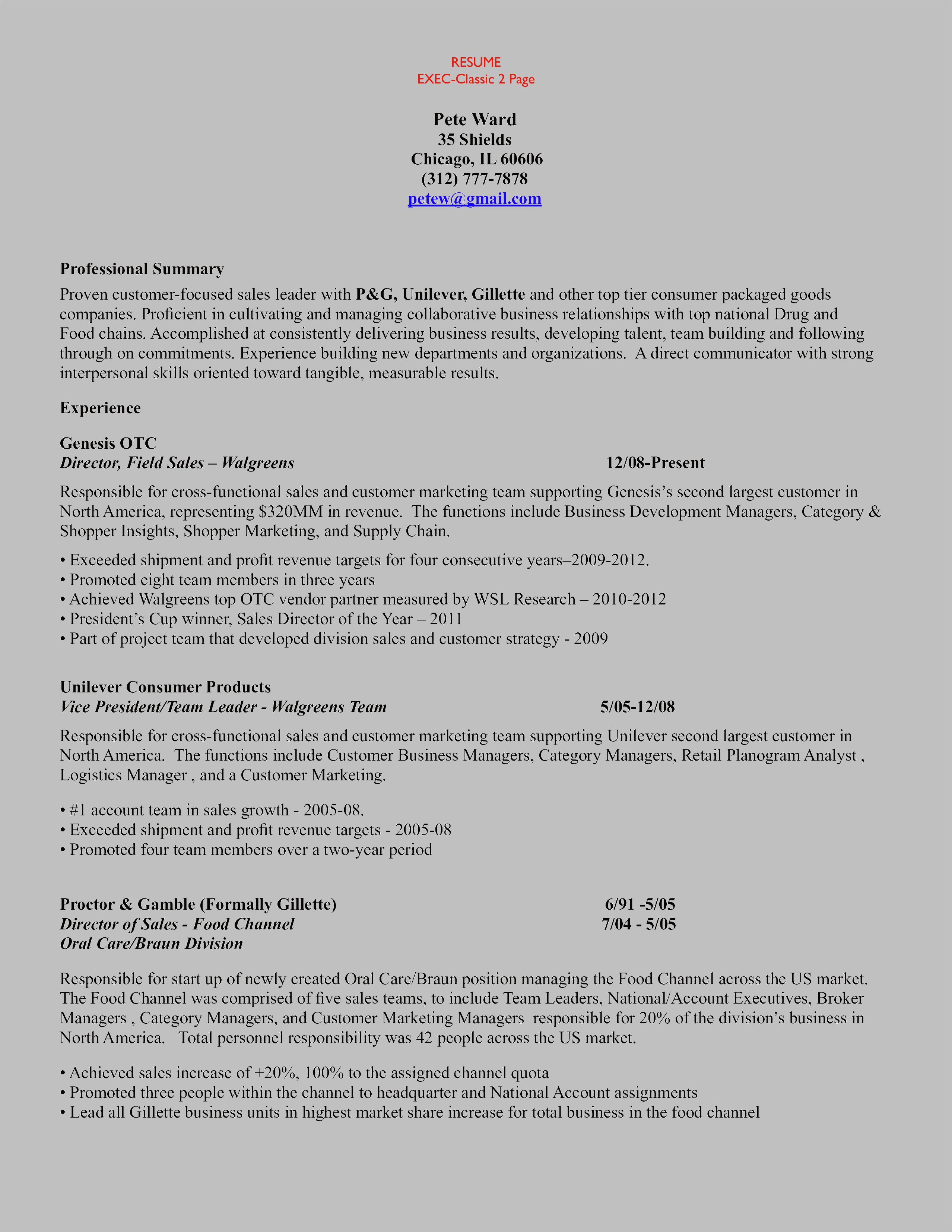 National Account Manager Resume Template