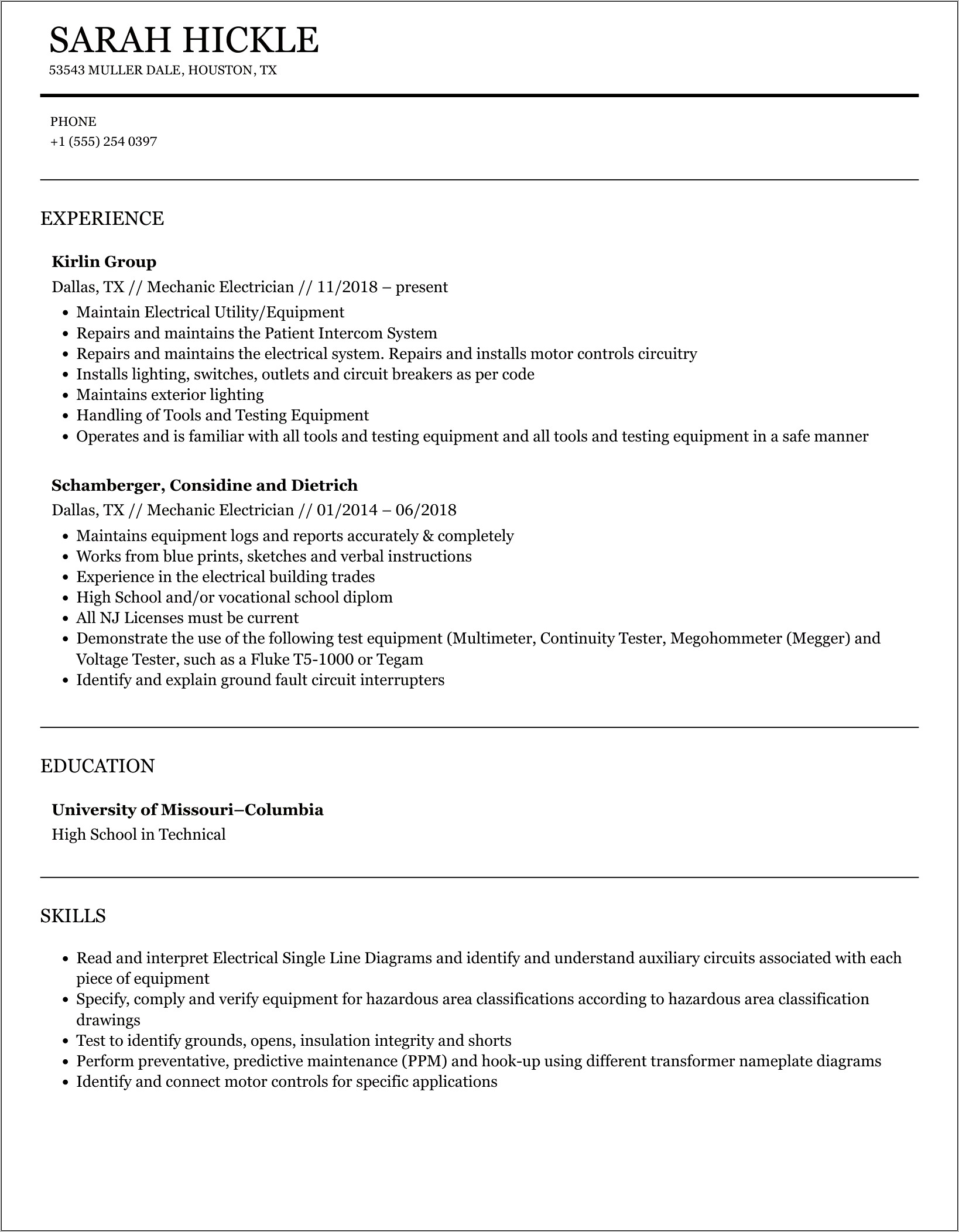 Navy Electrician Mate Resume Examples