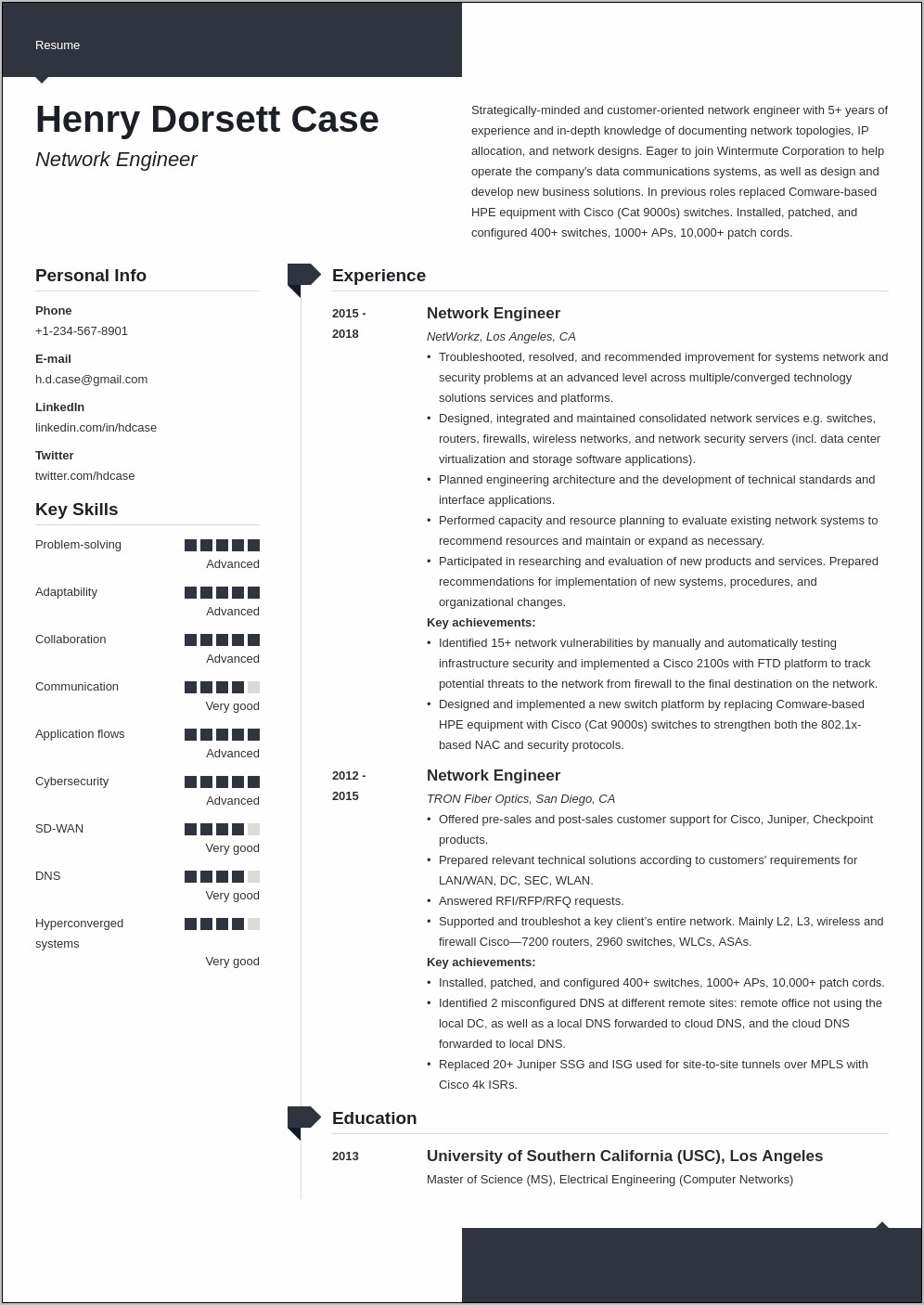 Network Engineer Resume Job Hero