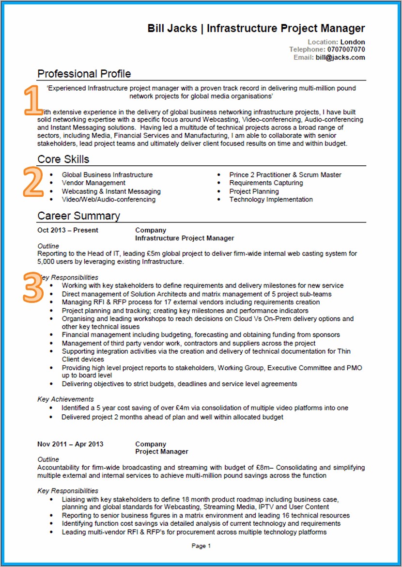 Network Infrastructure Project Manager Resume