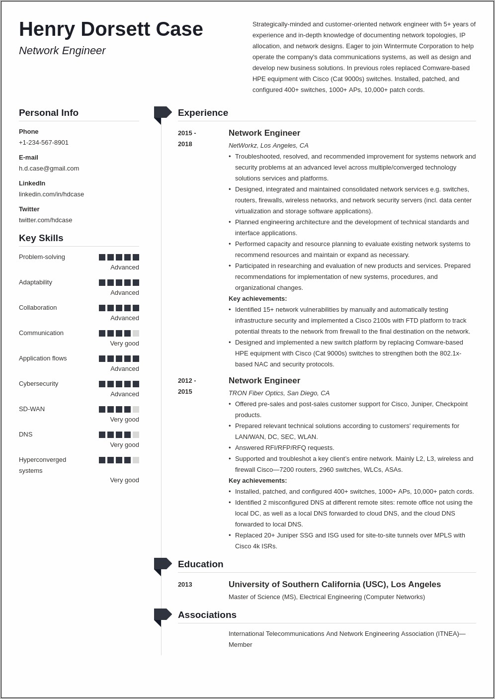 Network Routing Engineer Resume Example