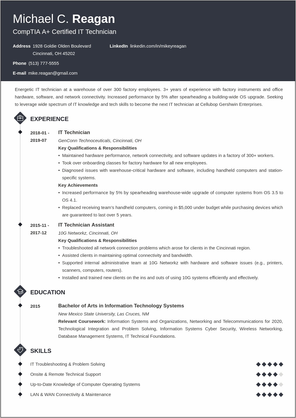 Network Support Specialist Resume Sample