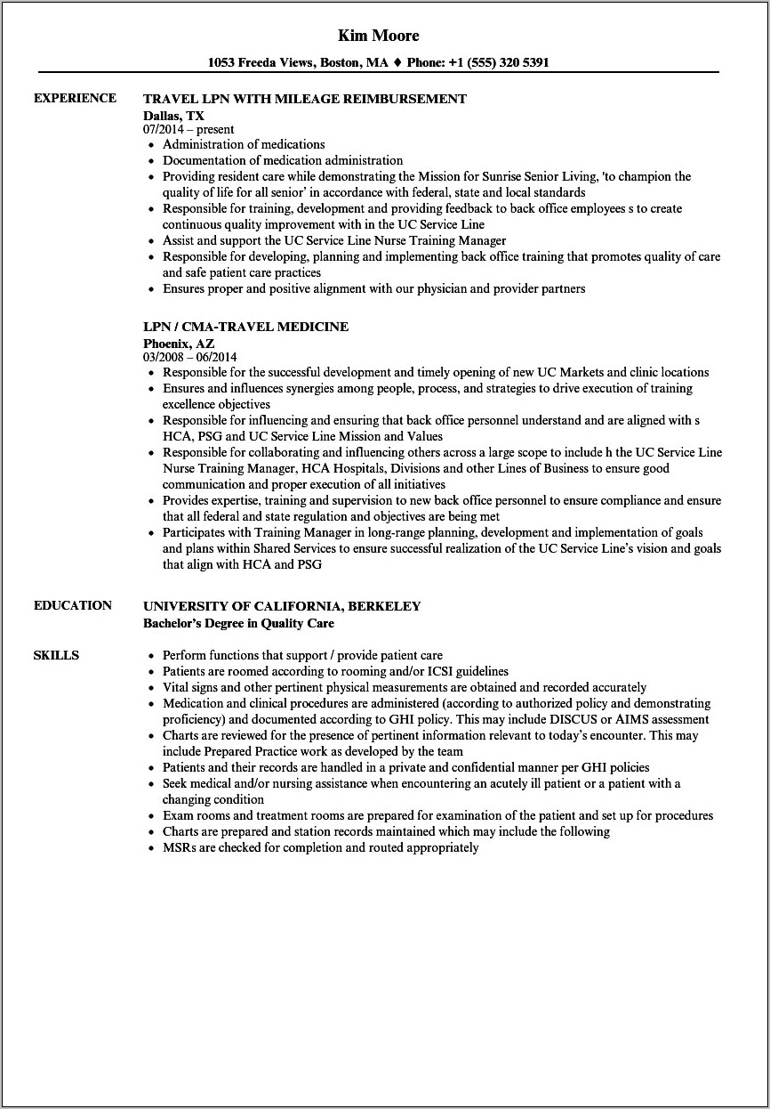 New Grad Lpn Resume Example