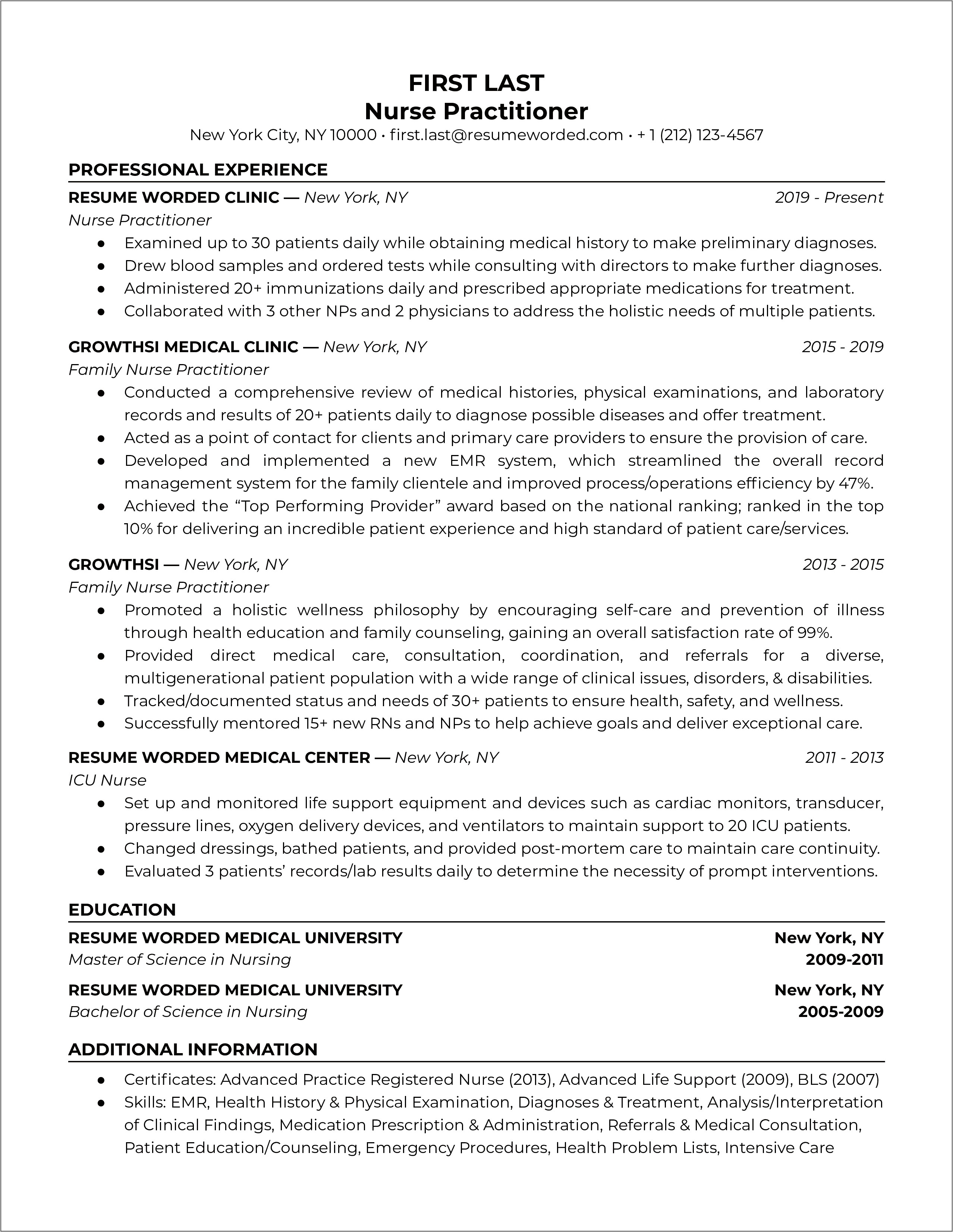 New Graduate Nursing Resume Skills