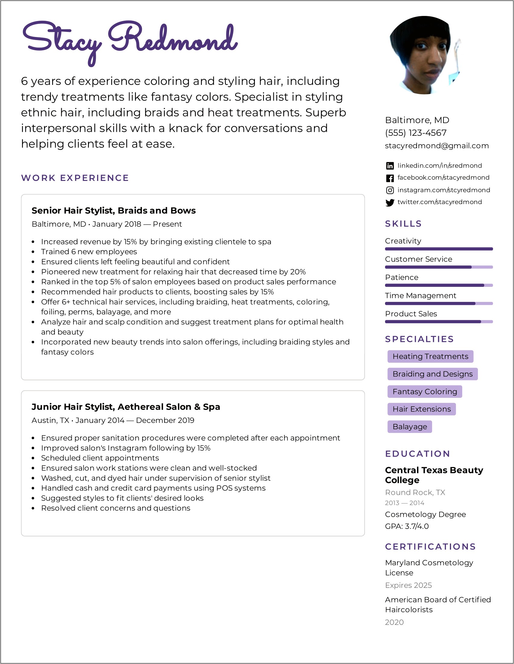 New Hair Stylist Resume Examples