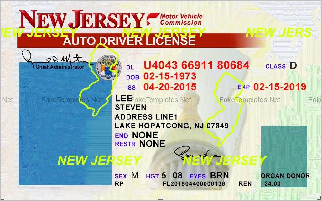 New Jersey Drivers License Template Download