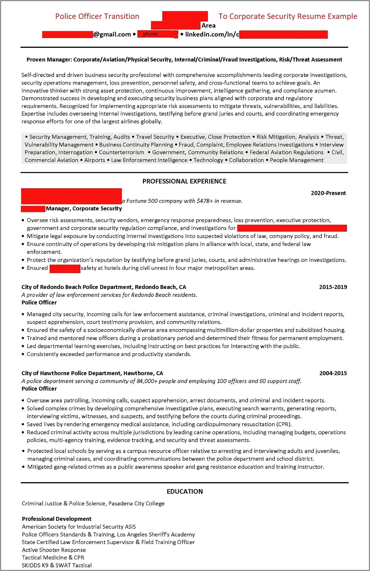 New Police Officer Resume Examples