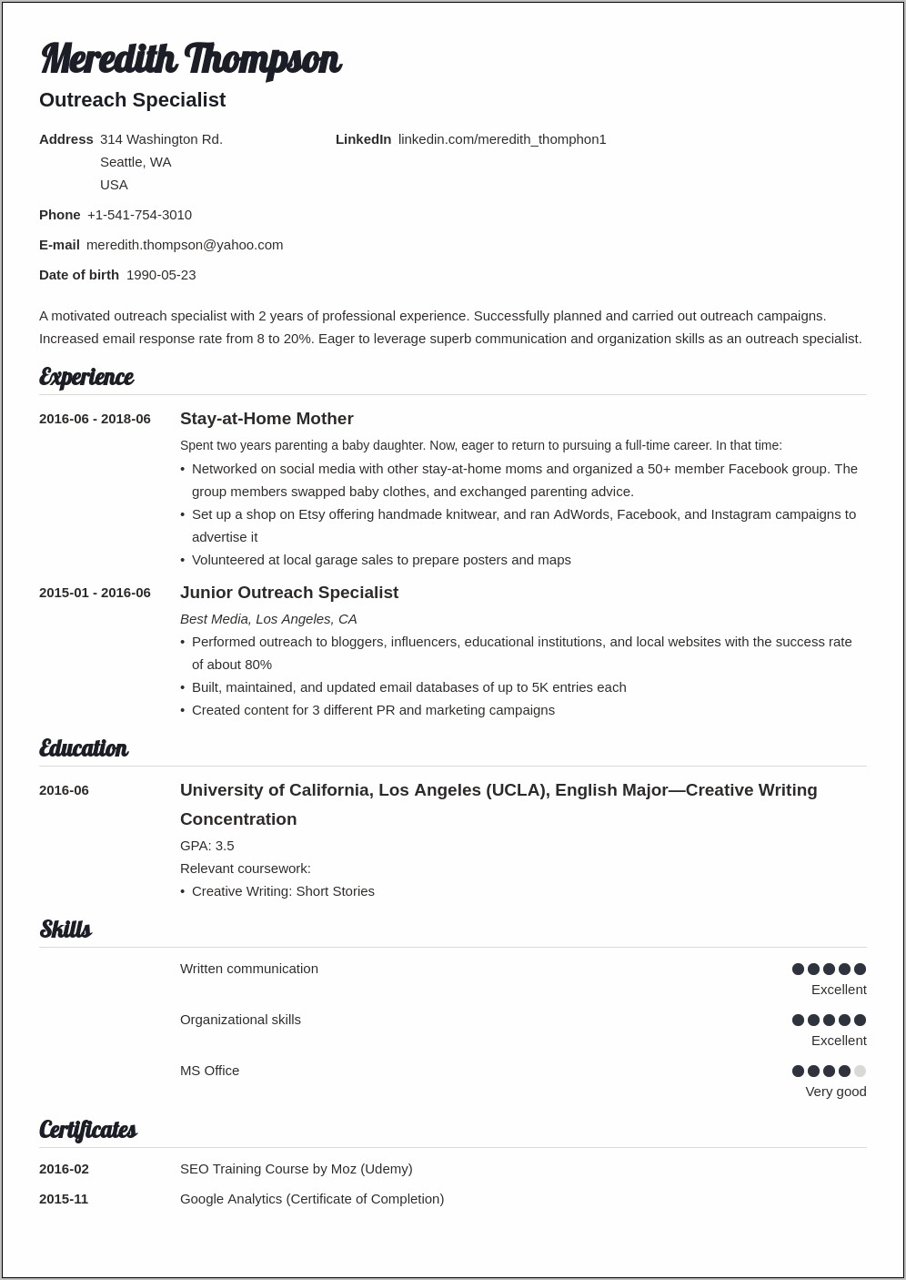 New To Workforce Objective Resume