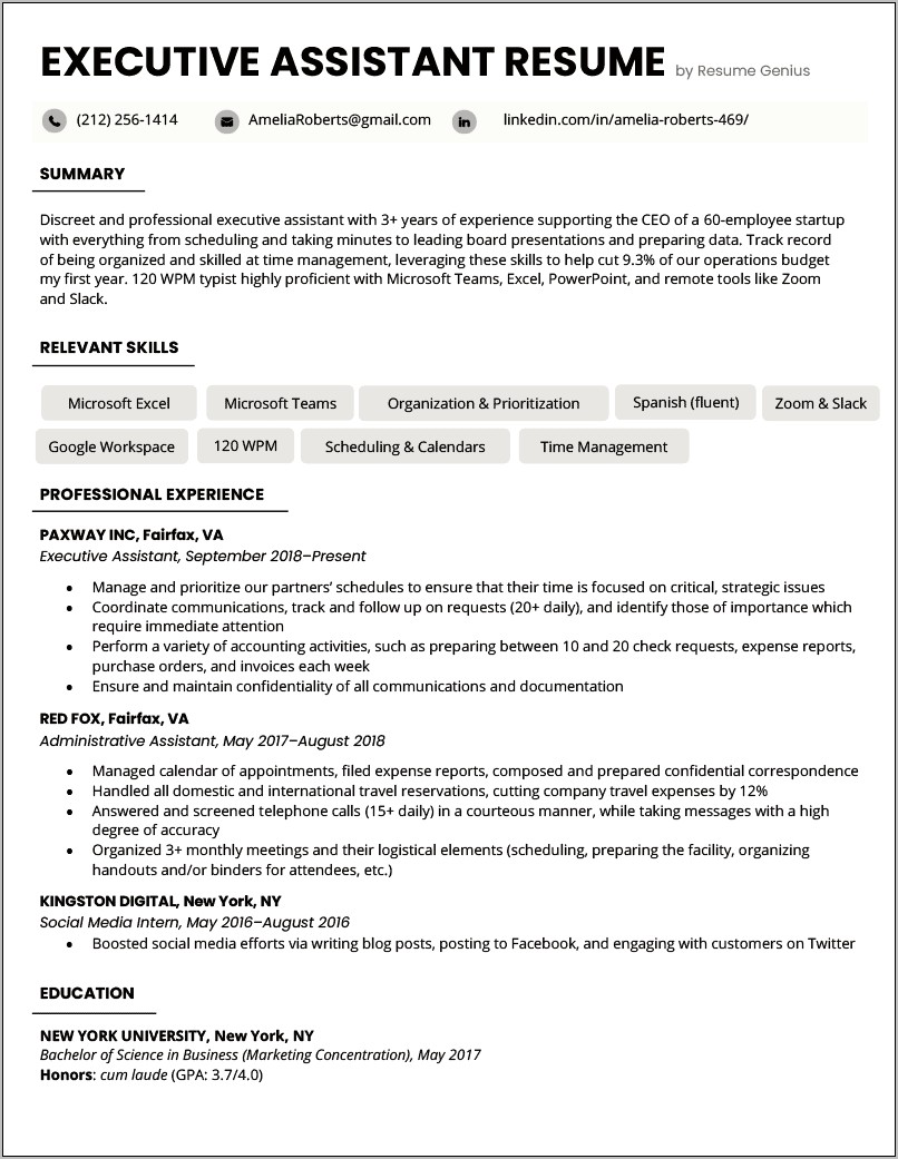 Note Taker Job Description Resume