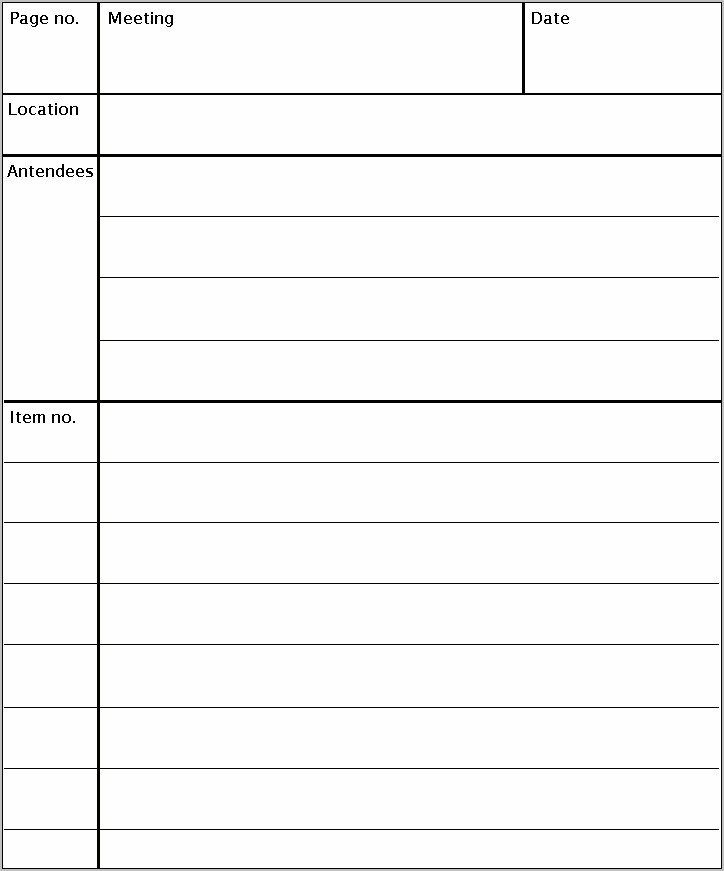 Note Taking Template In Excel Download