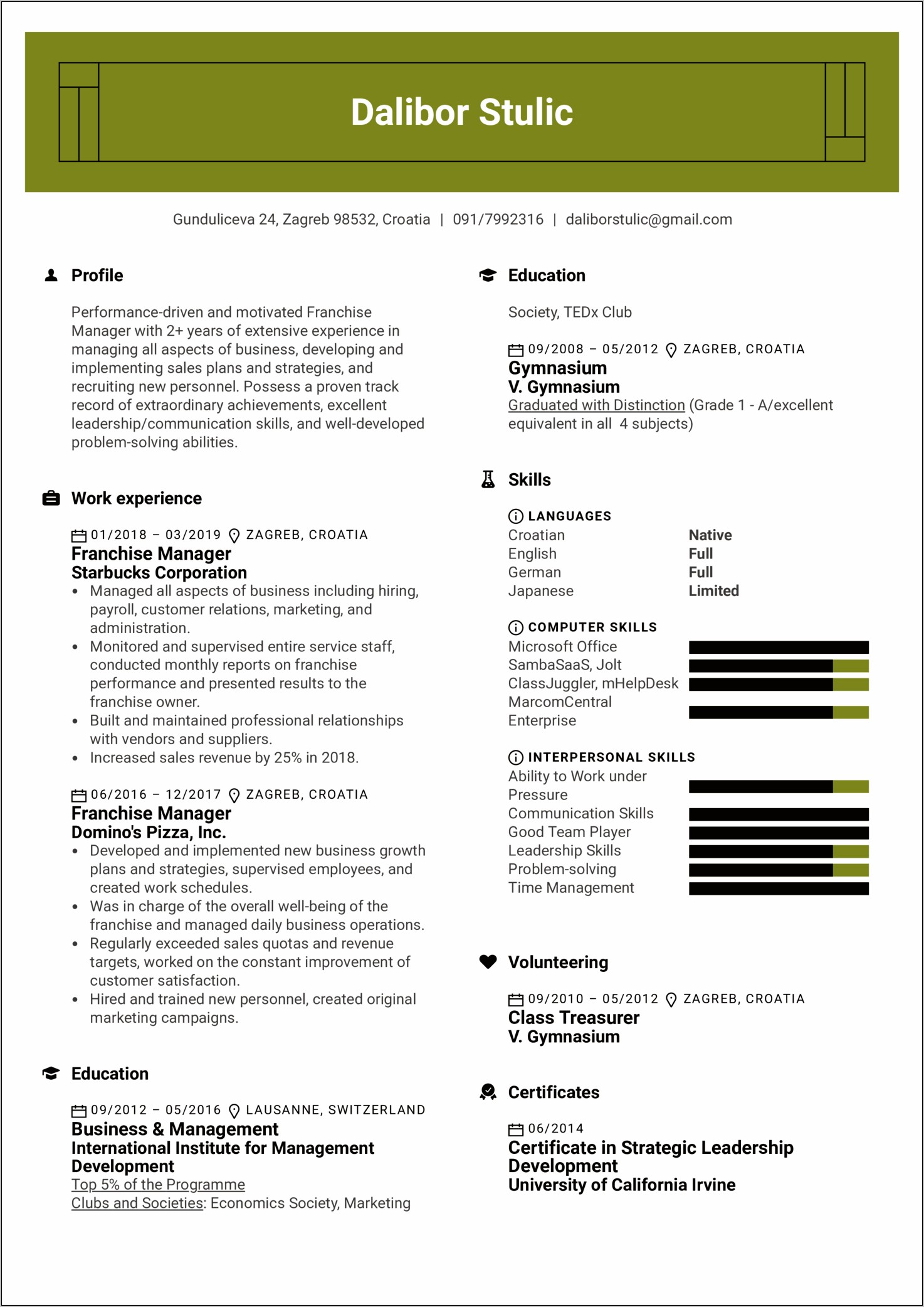 Noting Revenue Management In Resume