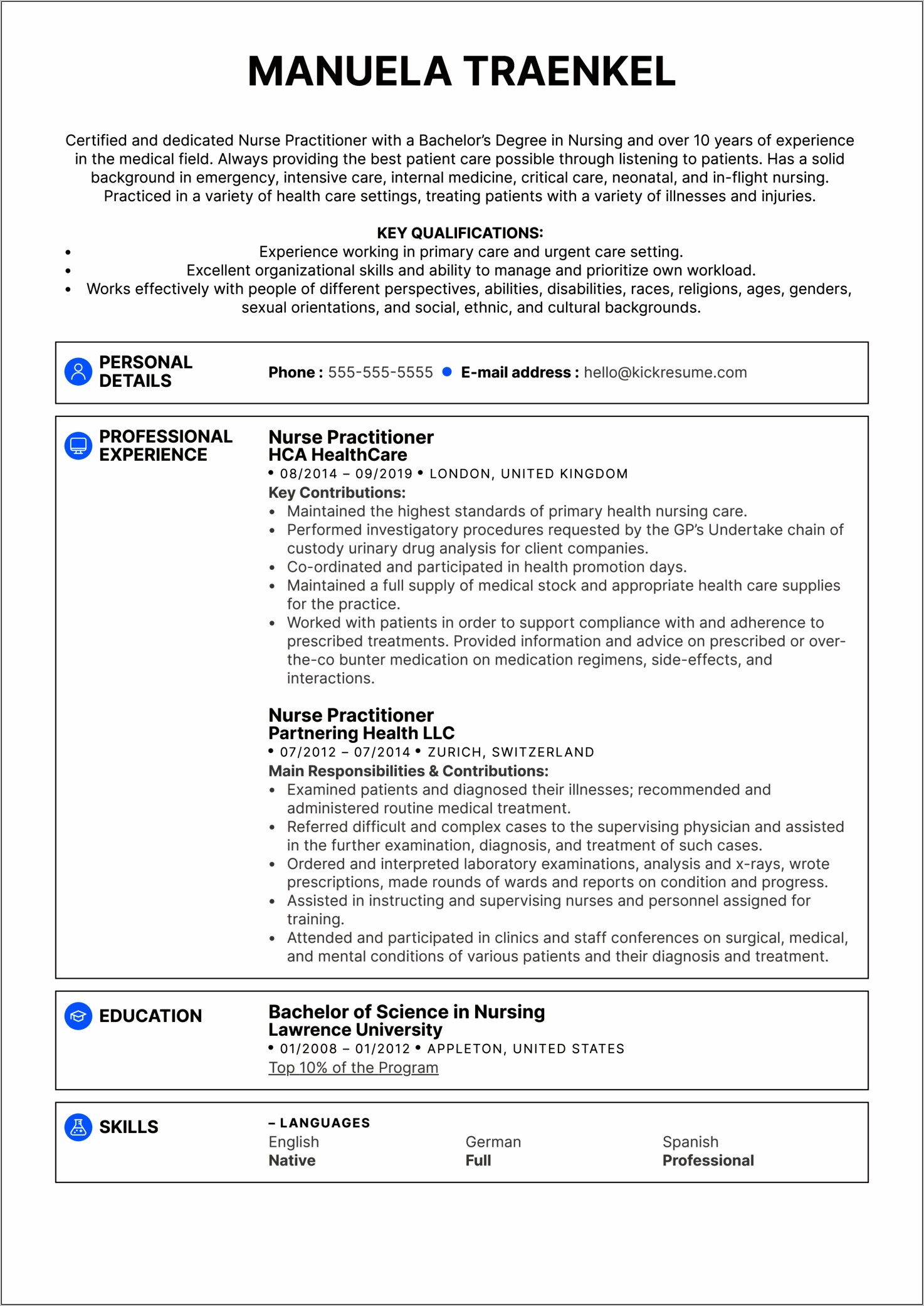 Nurse Practitioner Resume Sample Canada