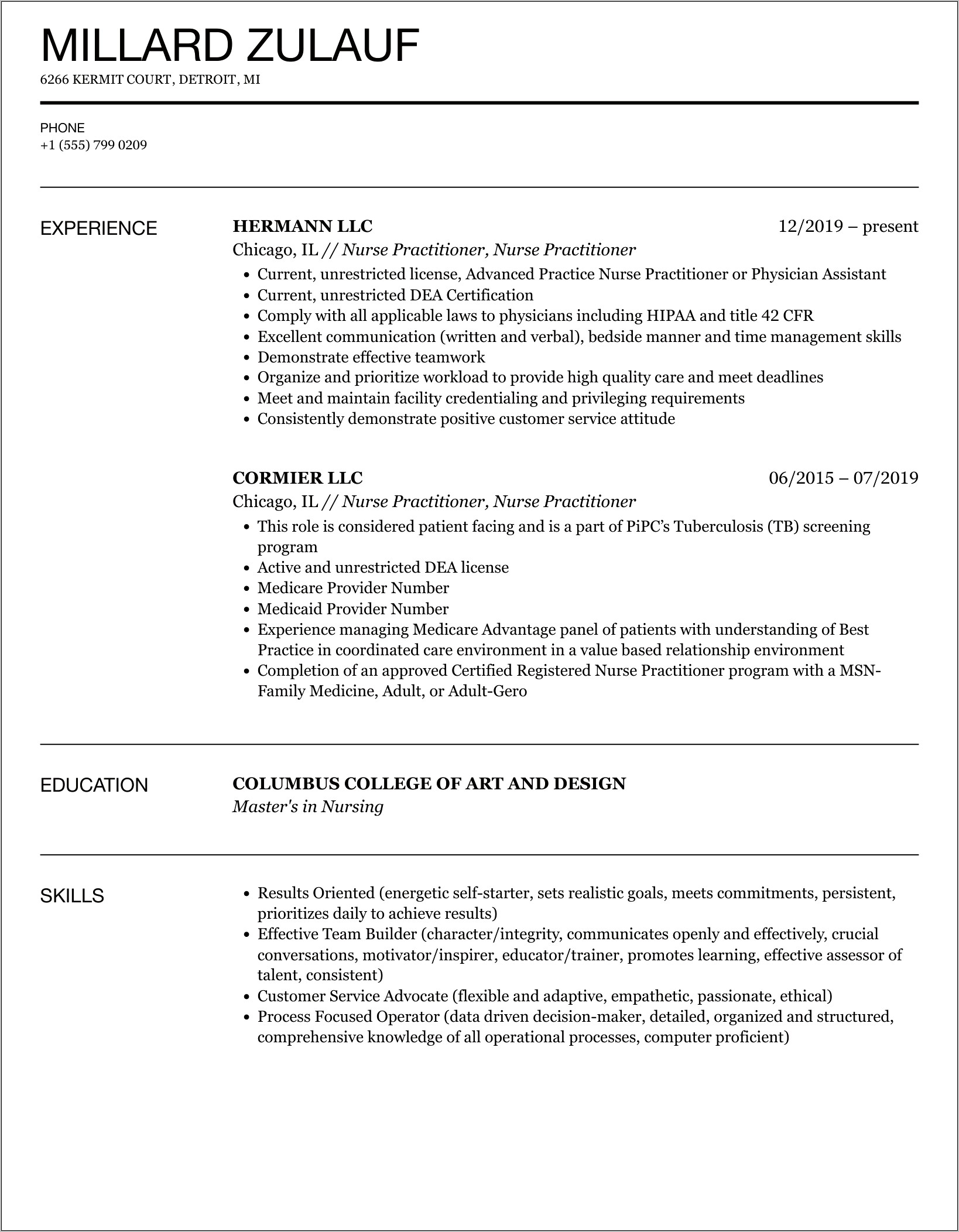 Nurse Practitioner School Resume Objective