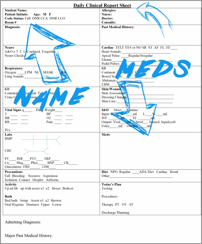 Nursing Report Sheet Template For Download