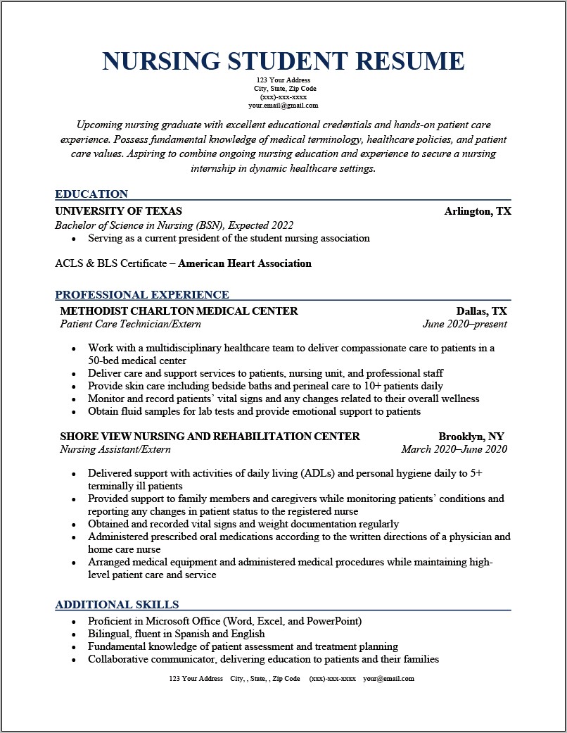 Nursing Resume Template Word Free