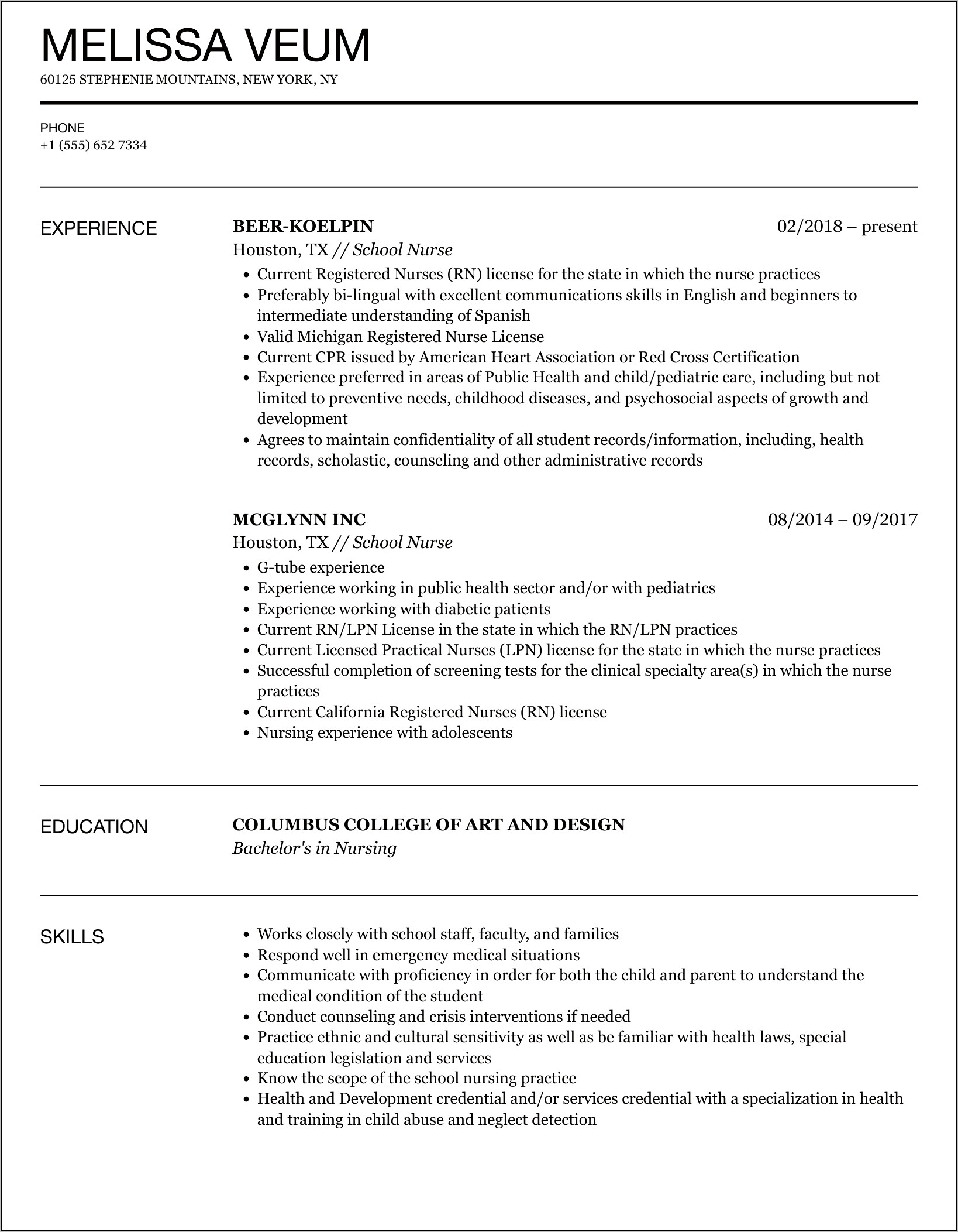 Nursing School Application Resume Objective