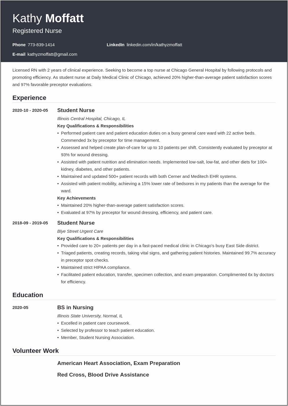 Nursing Student Resume Examples Graduating