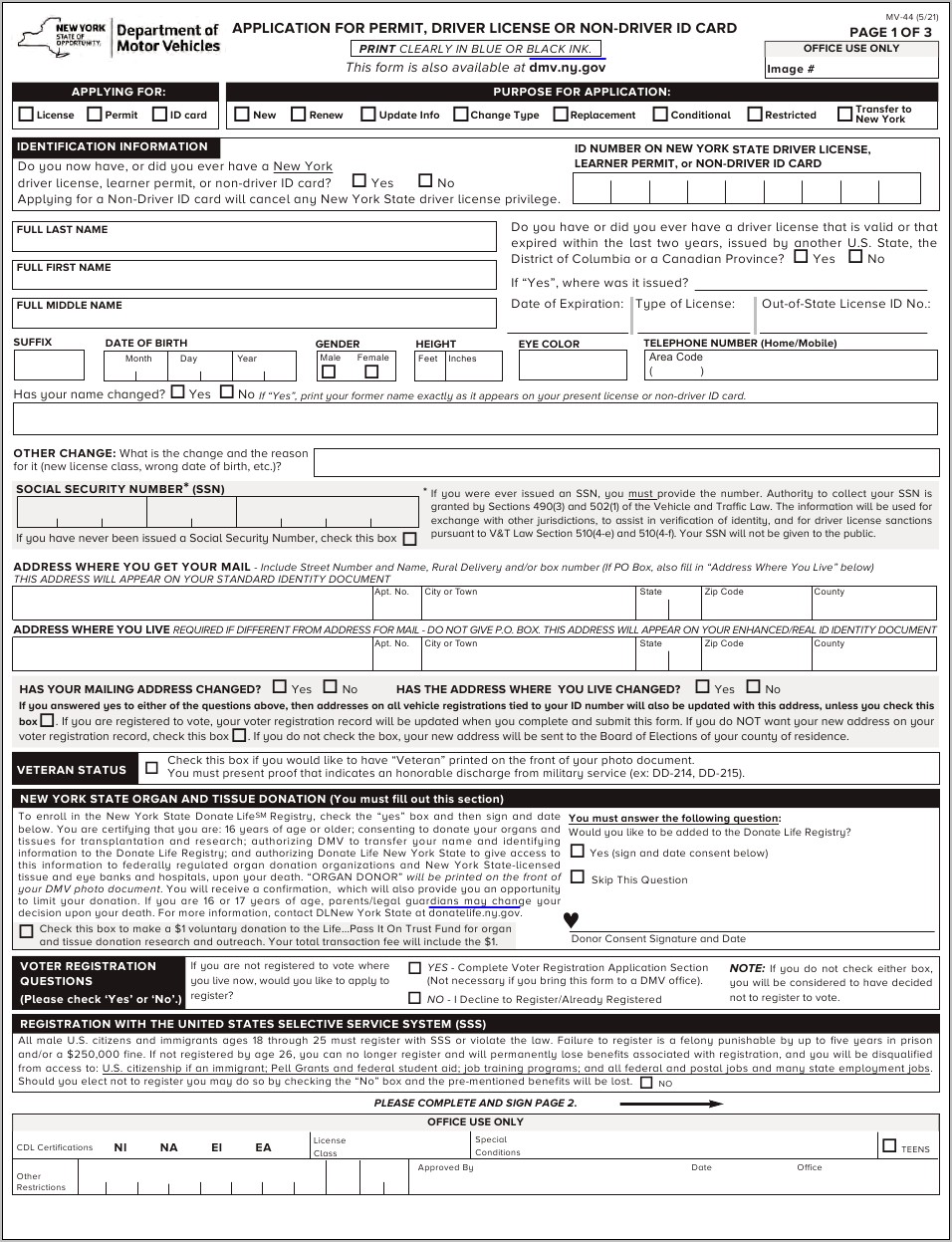 Ny Drivers License Template Download Free