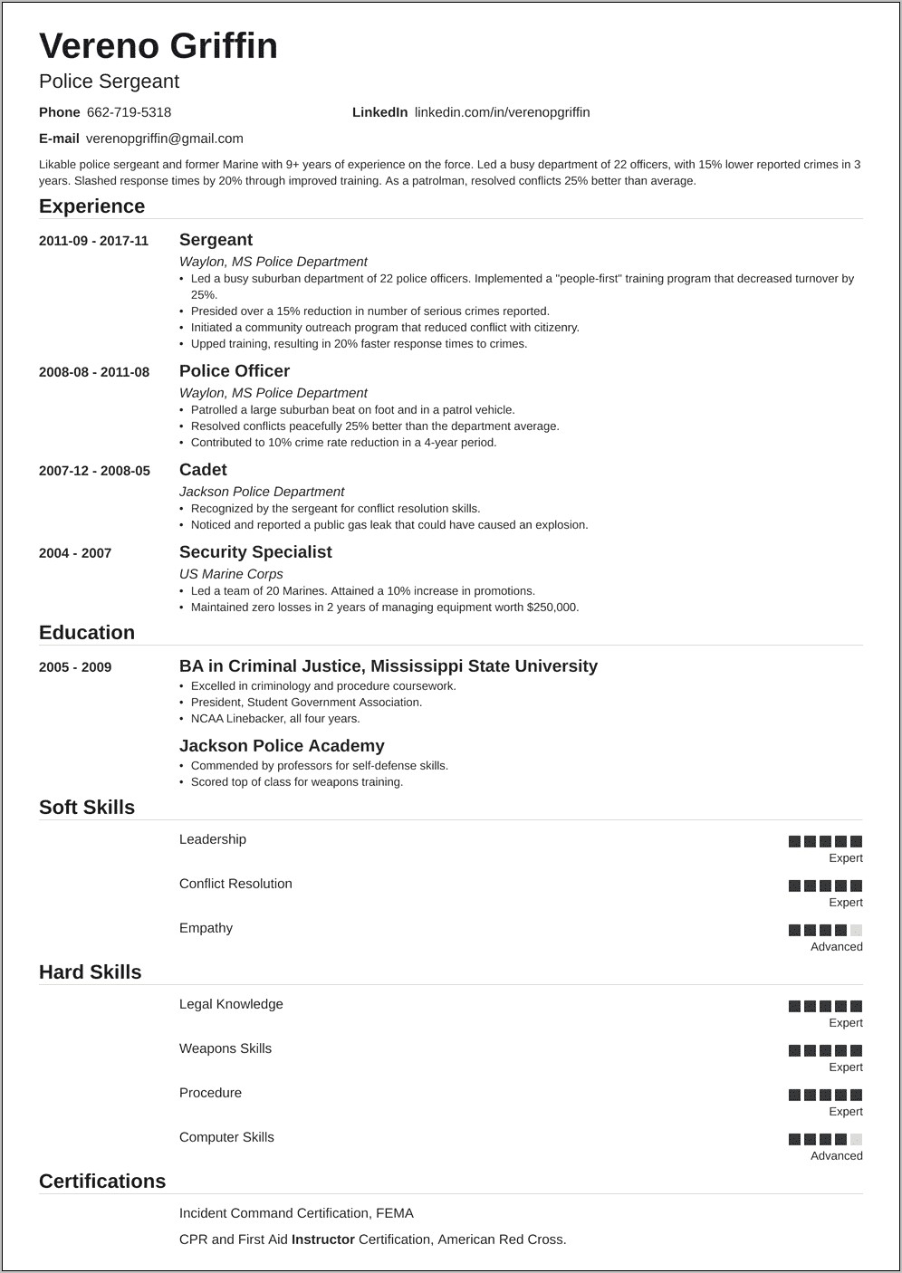 Nypd Police Officer Resume Examples