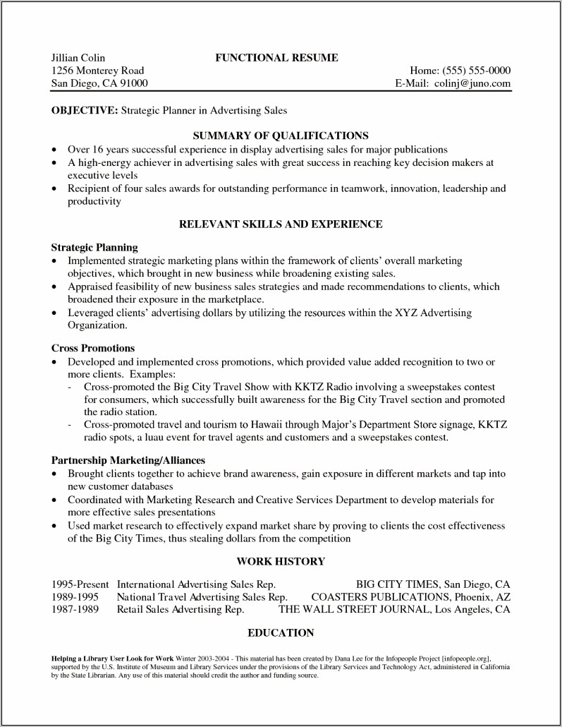 Objective And Summary On Resume