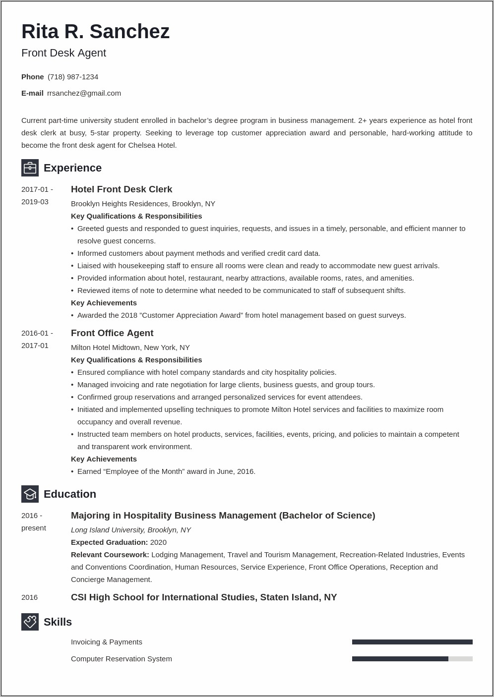 Objective For A Receptionistp Resume