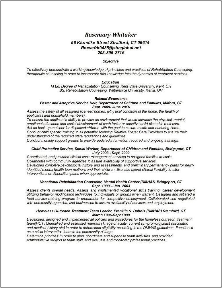 Objective For Behavioral Counsel Resume