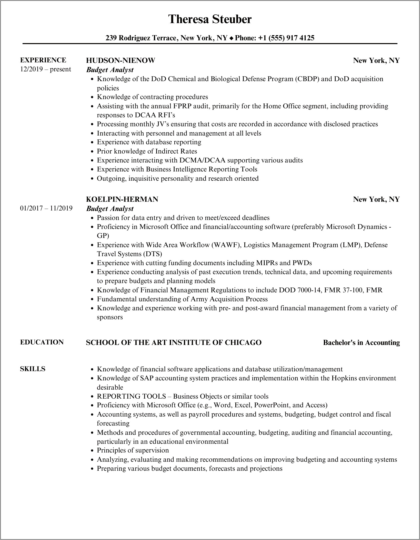 Objective For Budget Analyst Resume