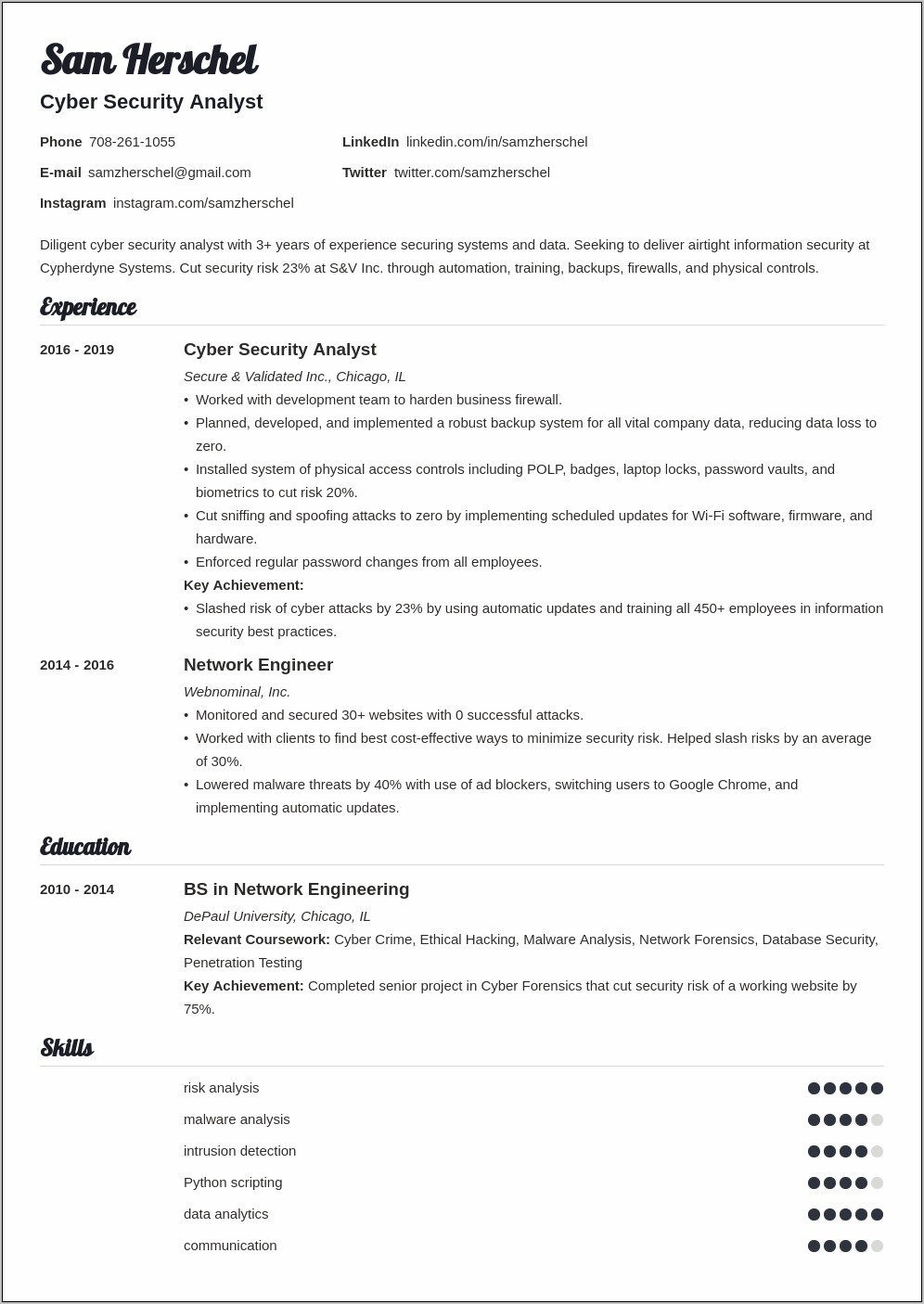 Objective For Cyber Security Resume