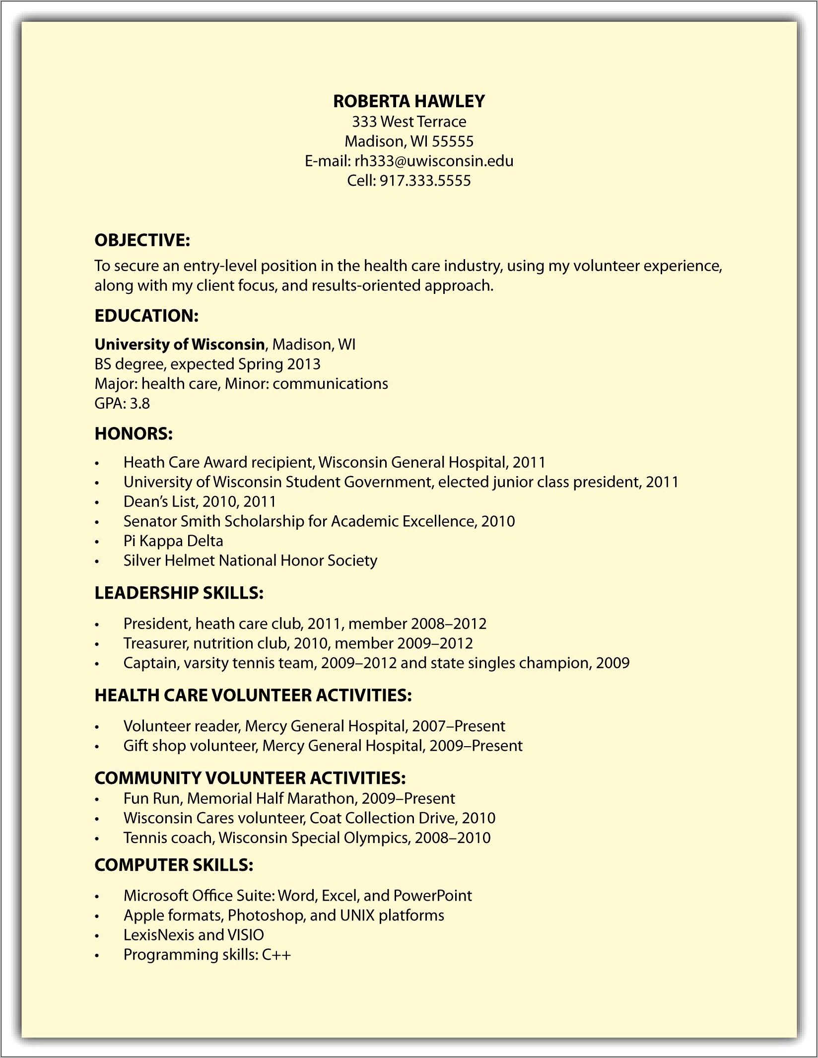 Objective For General Resume Examples