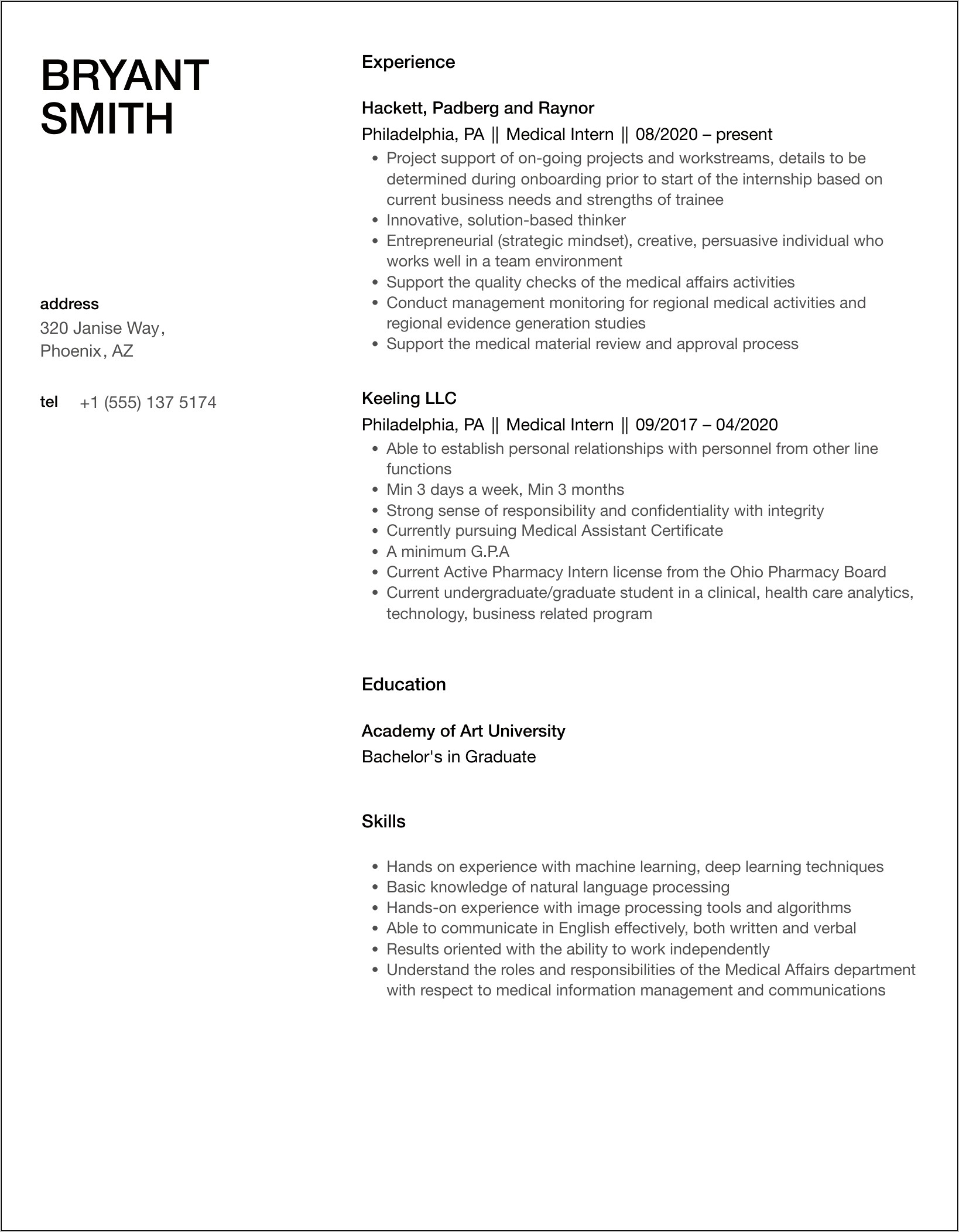 Objective For Health Internship Resume