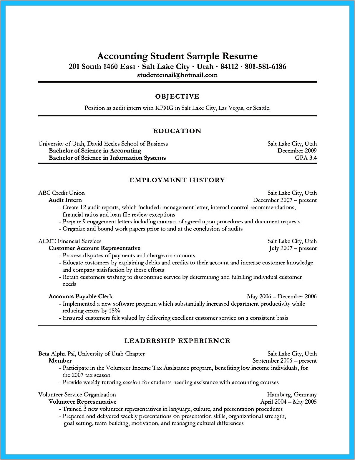 Objective For It Student Resume