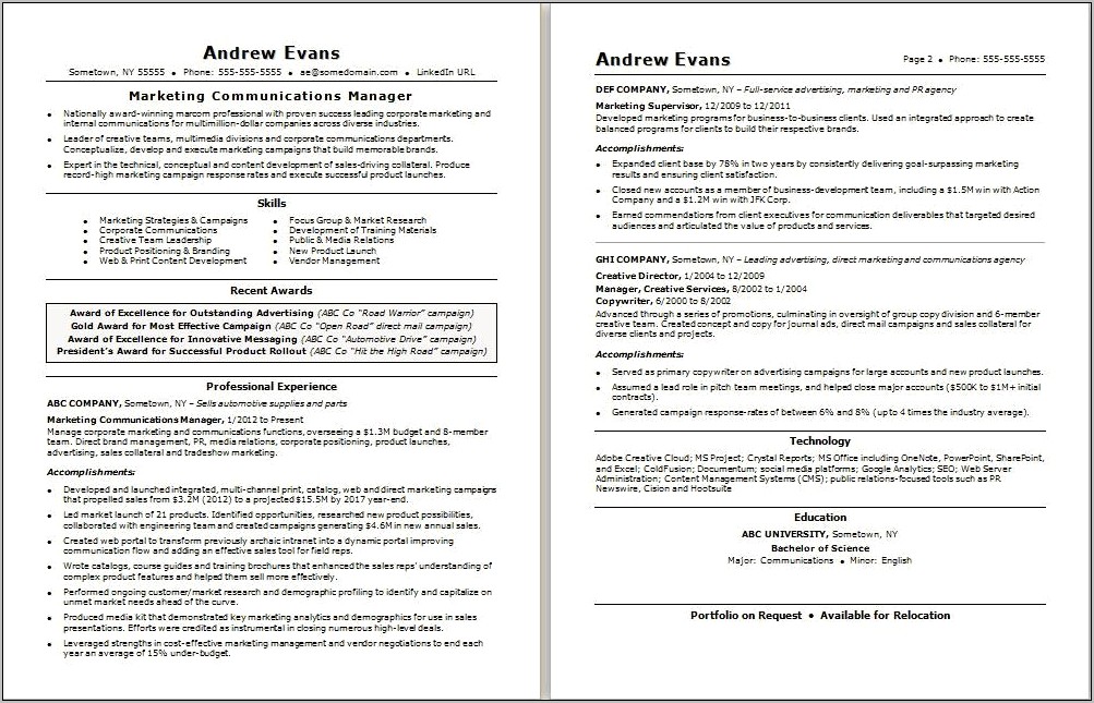 Objective For Mass Communication Resume