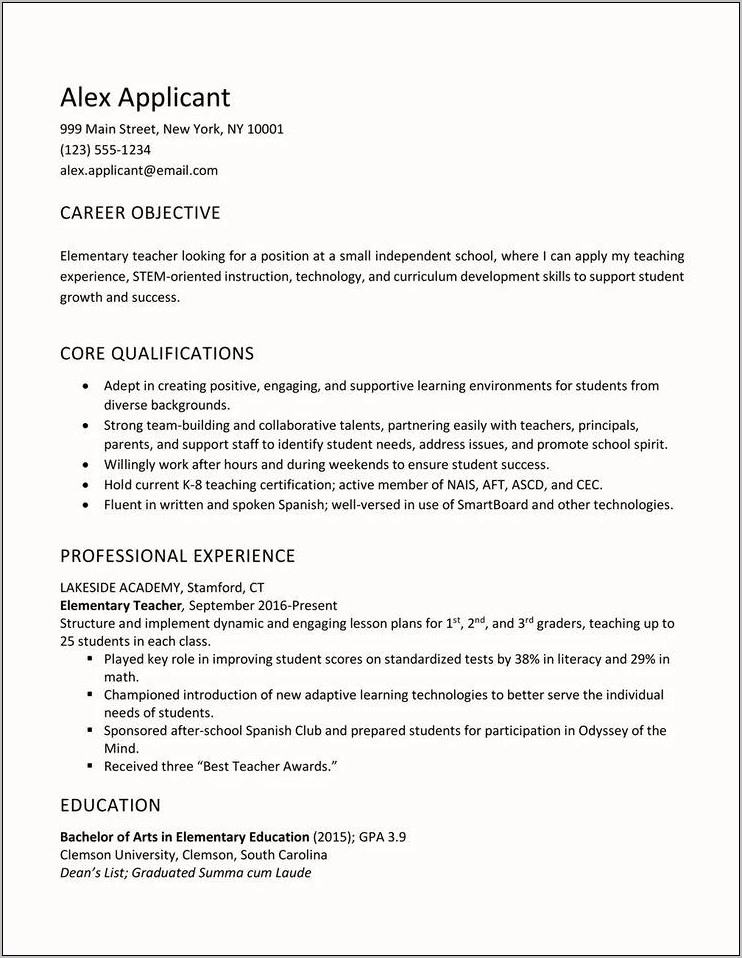 Objective For New Job Resume