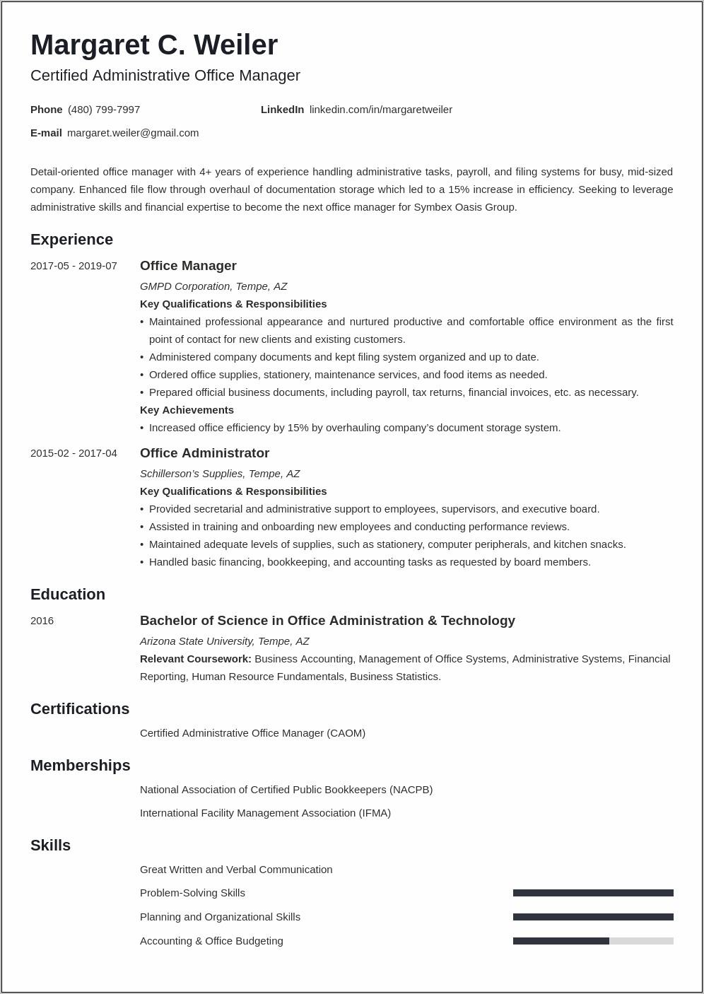 Objective For Office Management Resume
