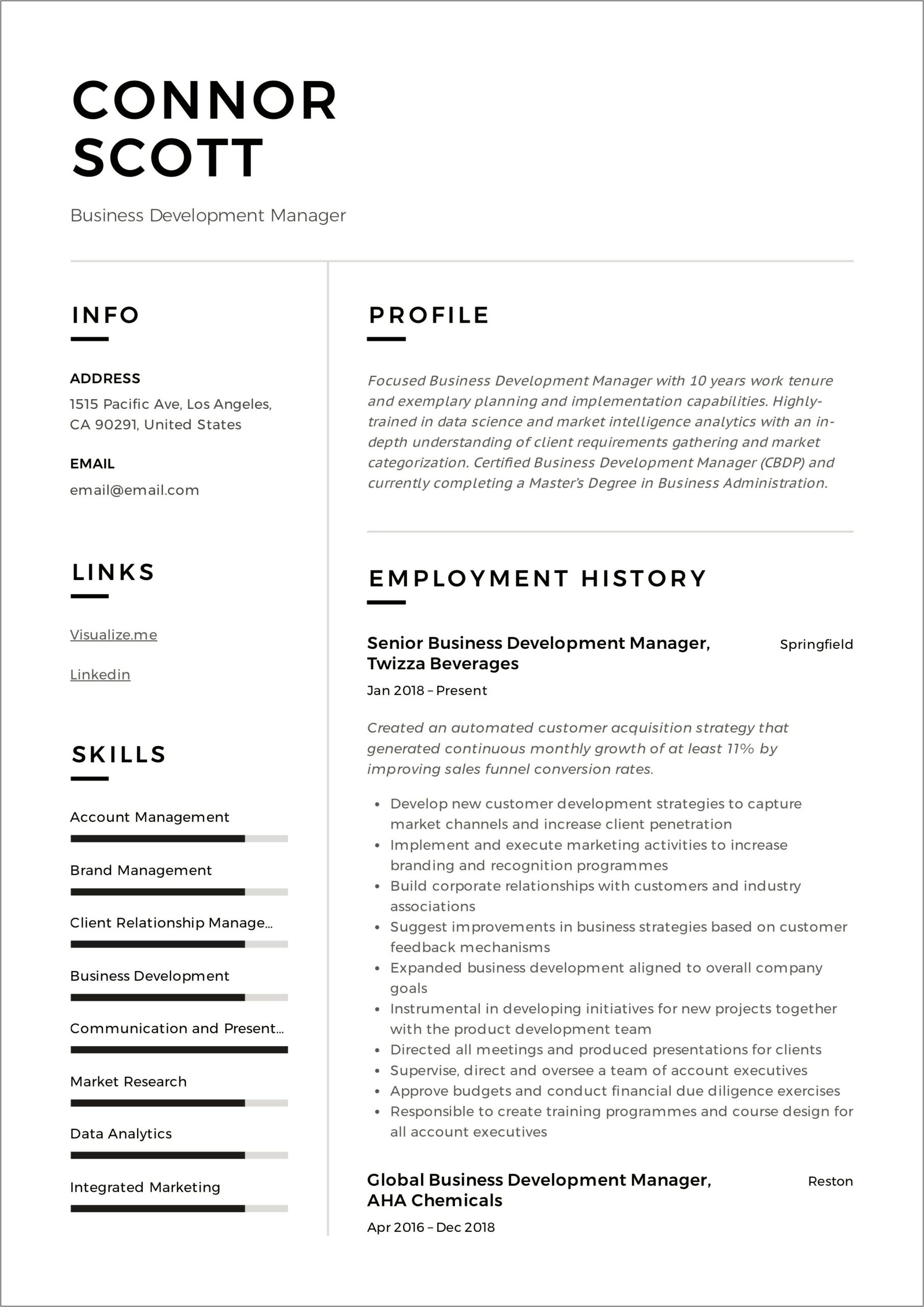 Objective For Resume Business Development