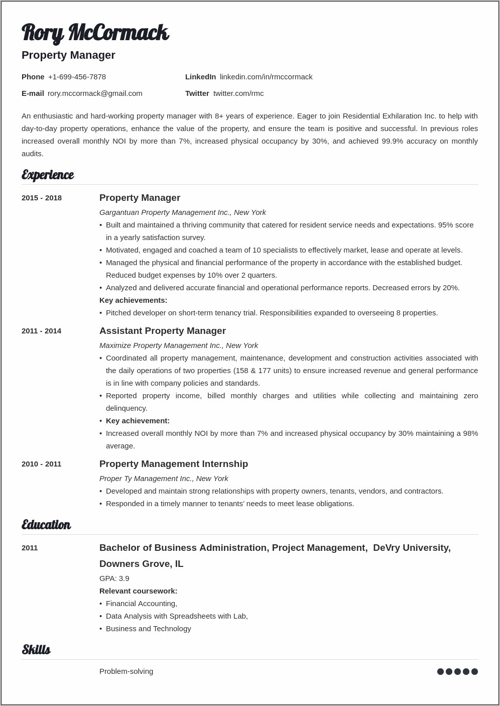 Objective For Resume General Manager