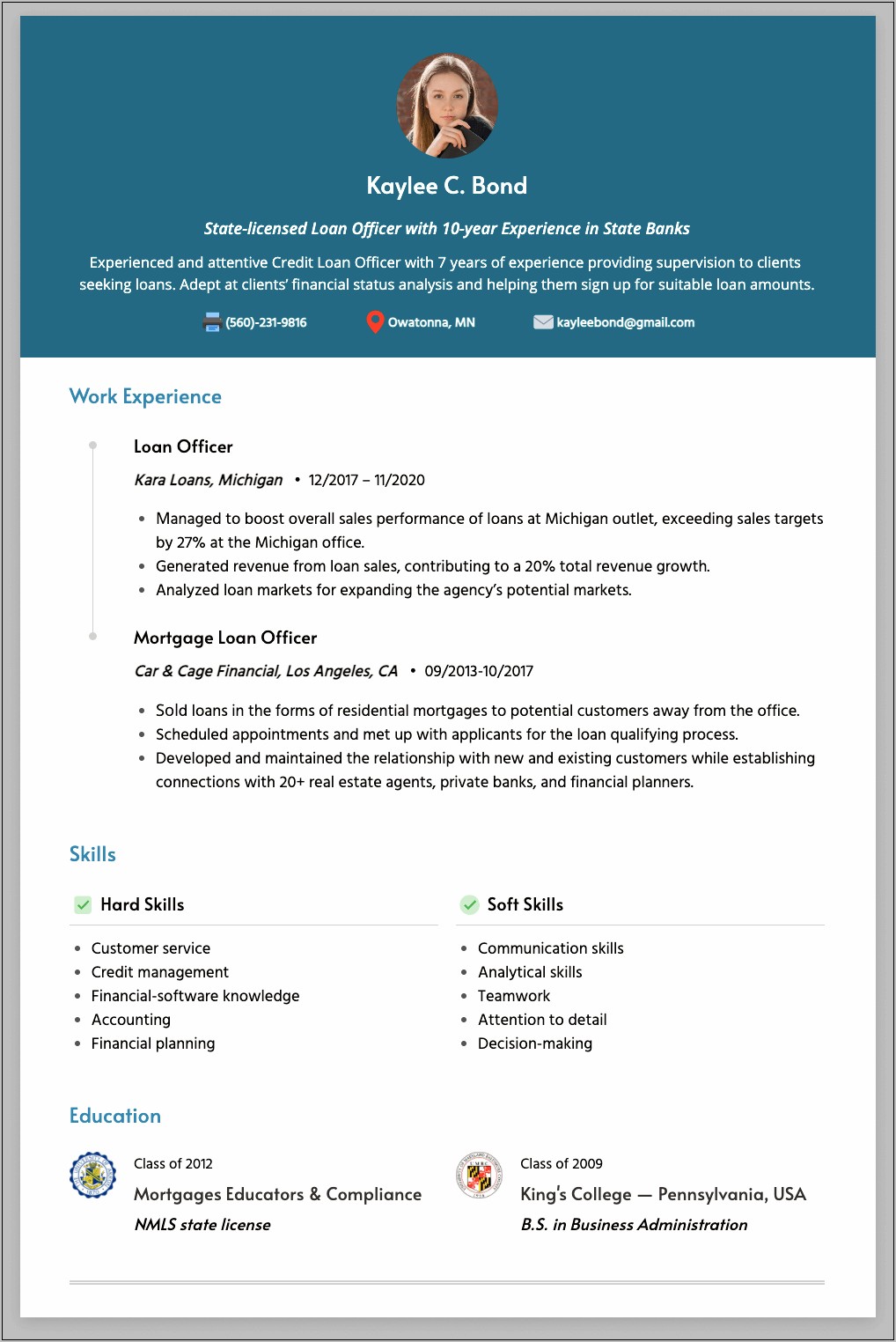 Objective For Resume Loan Officer