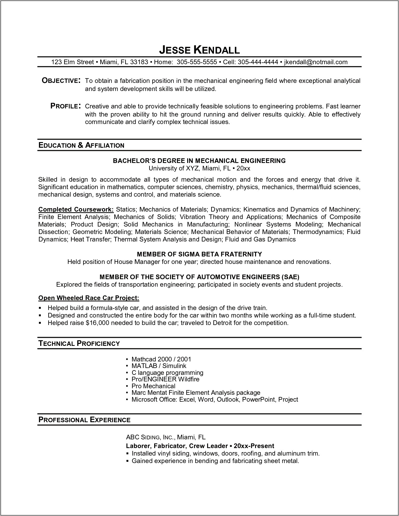 Objective For Sheet Metal Resume