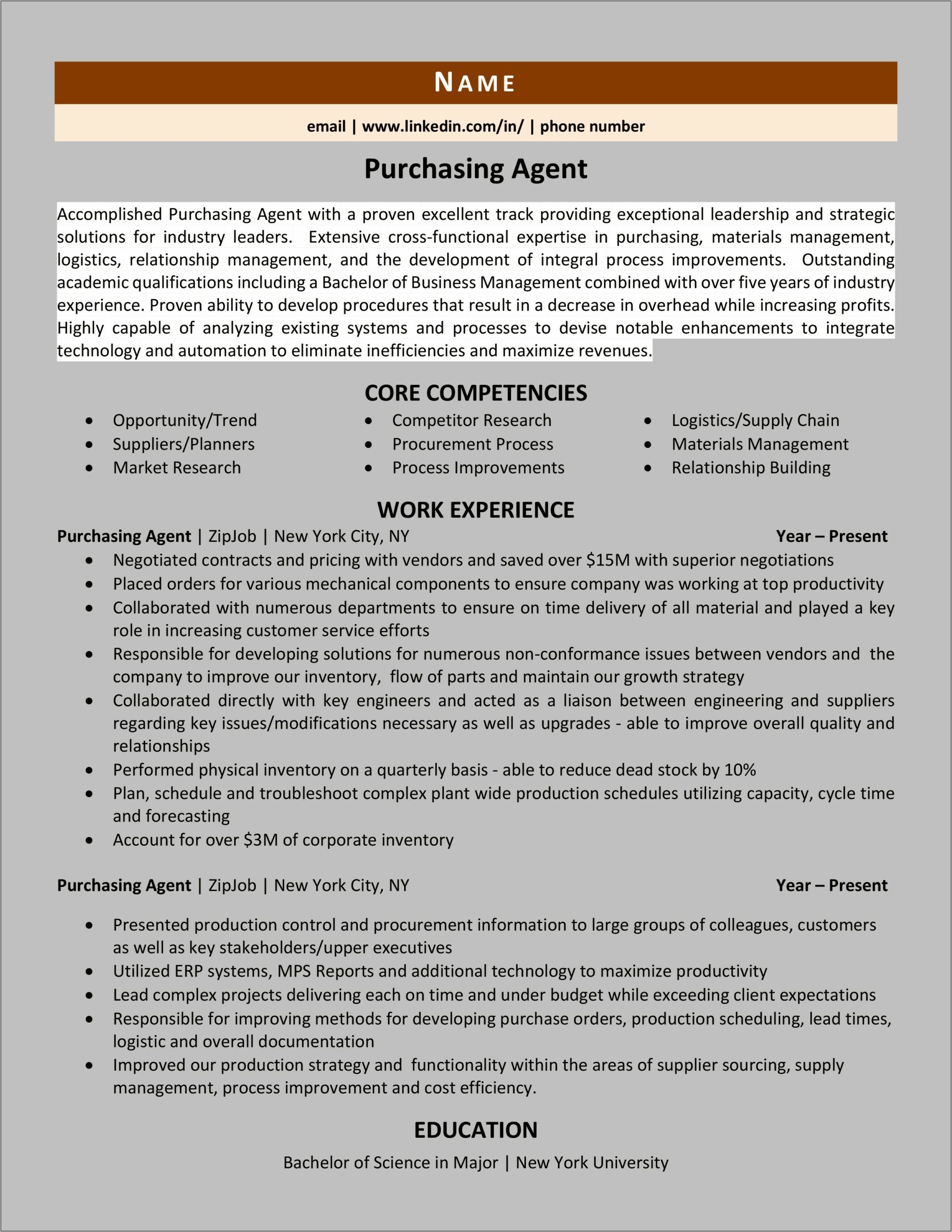 Objective For Sourcing Agent Resume