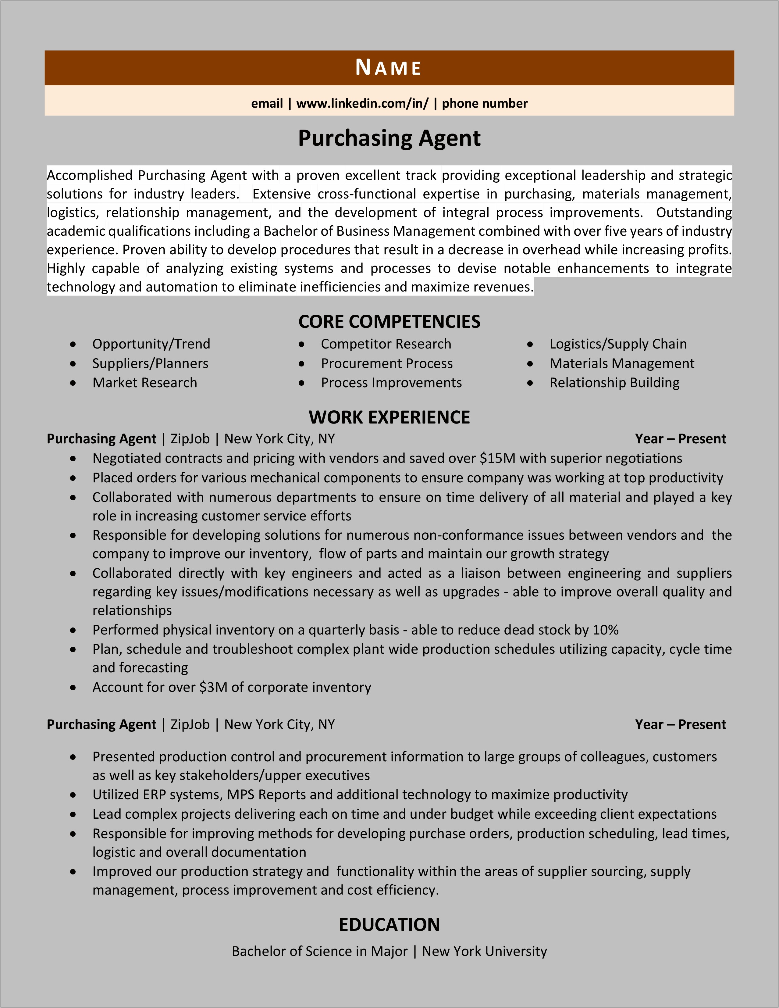 Objective For Sourcing Agent Resume