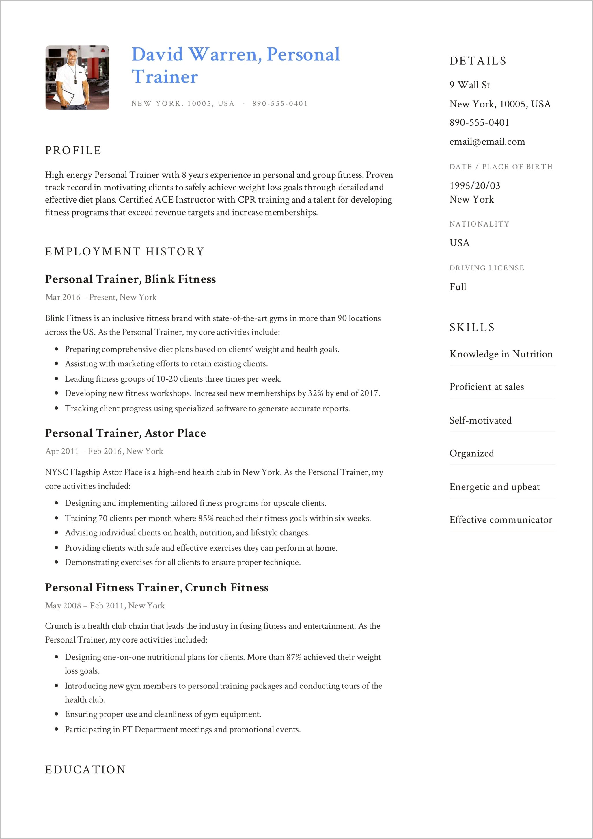 Objective For Spin Instructor Resume