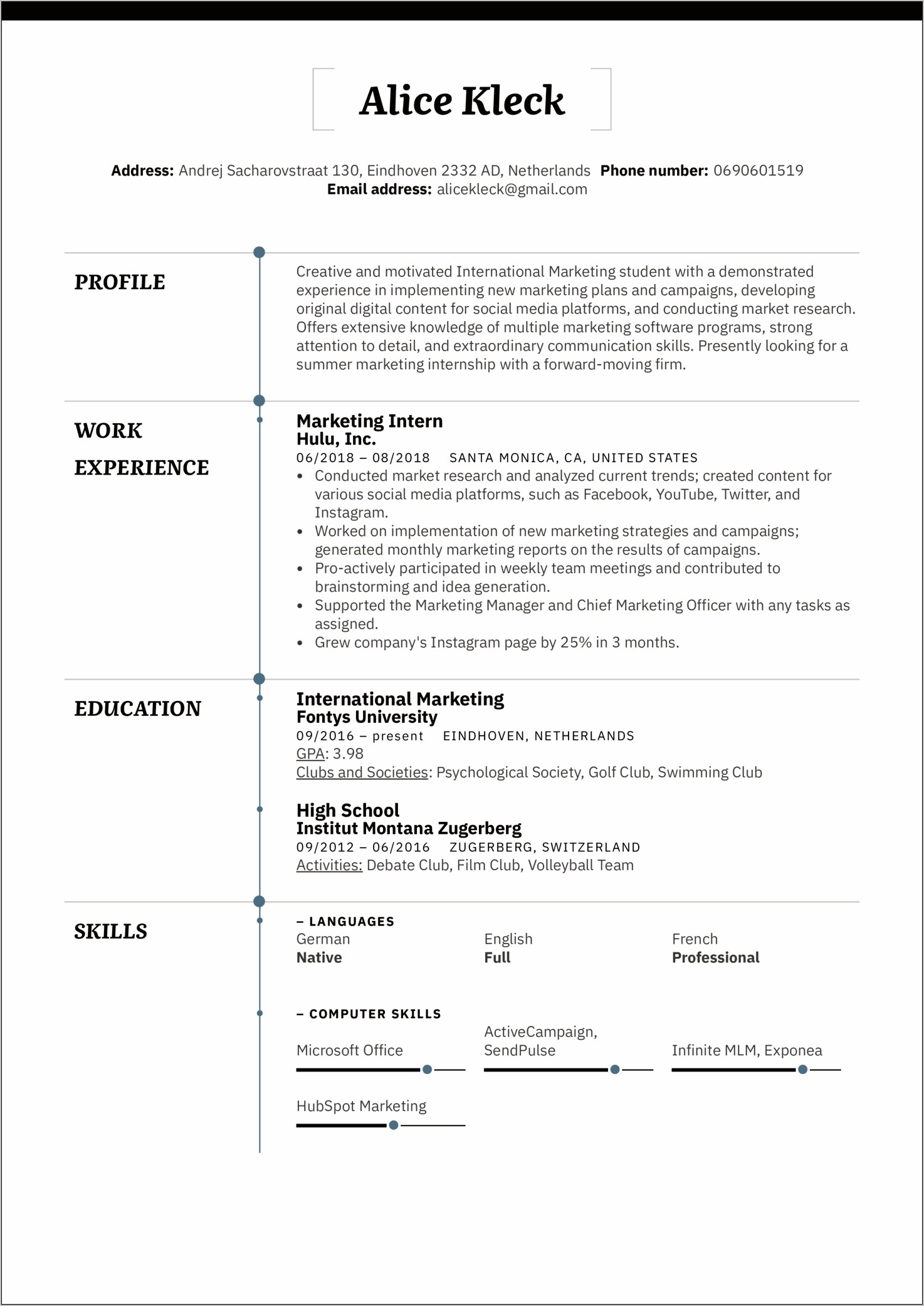 Objective In A Marketing Resume