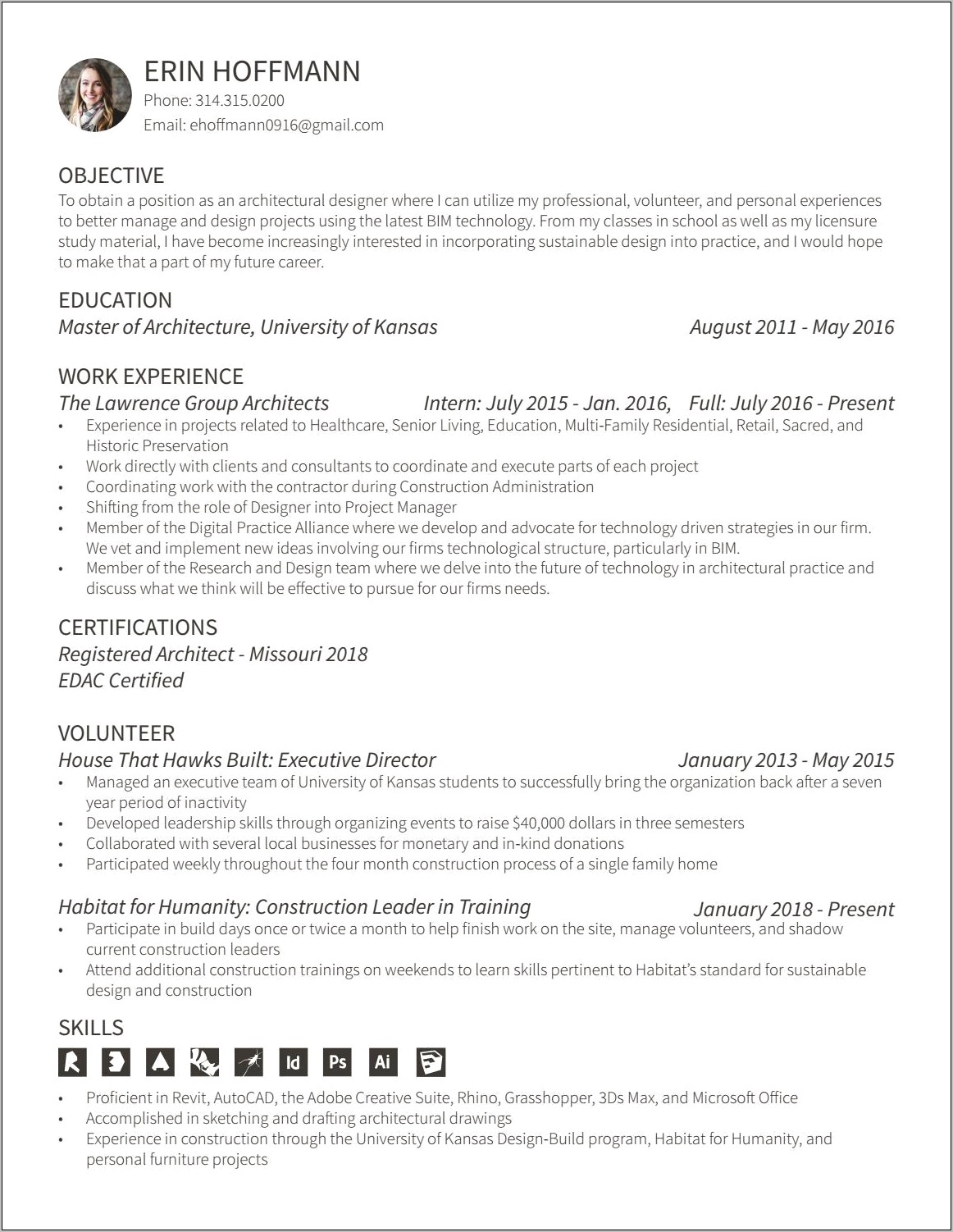 Objective In Resume Architecture Student
