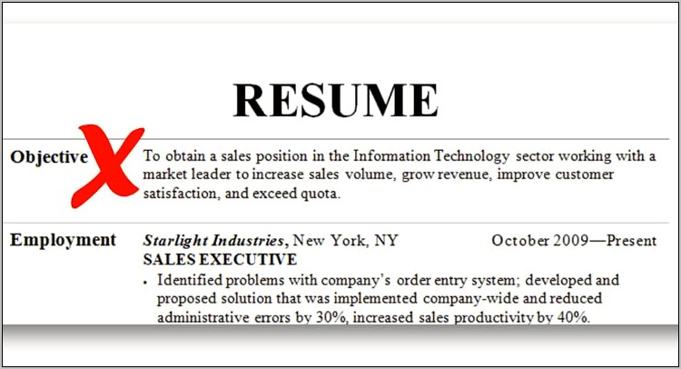 Objective Line For Sales Resume