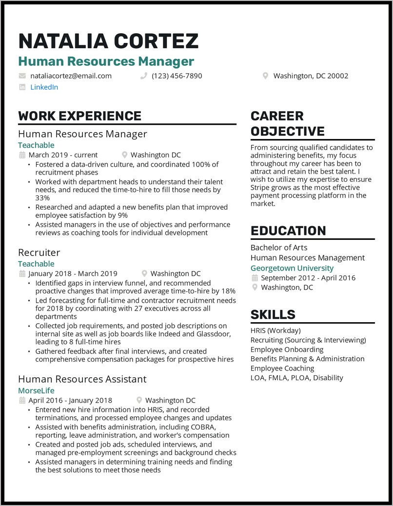 Objective Of A Professional Resume