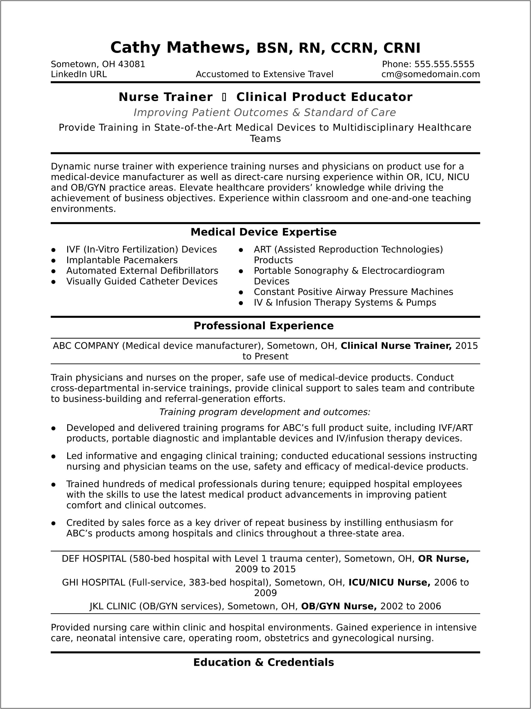 Objective On Resume For Nurses