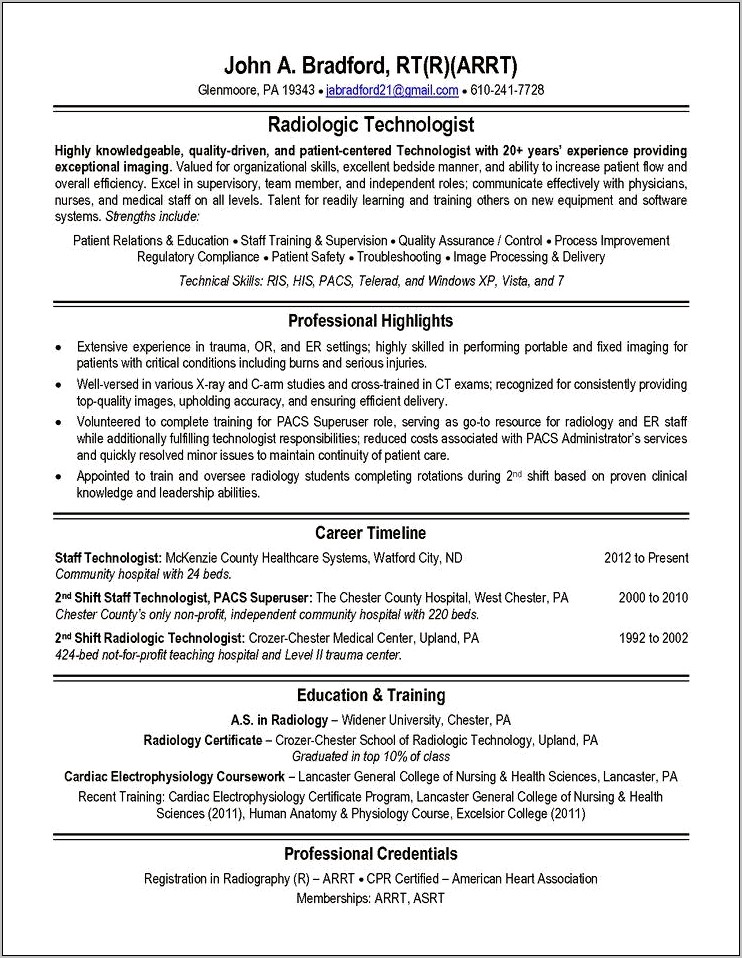 Objective Statement For Resume Radiology