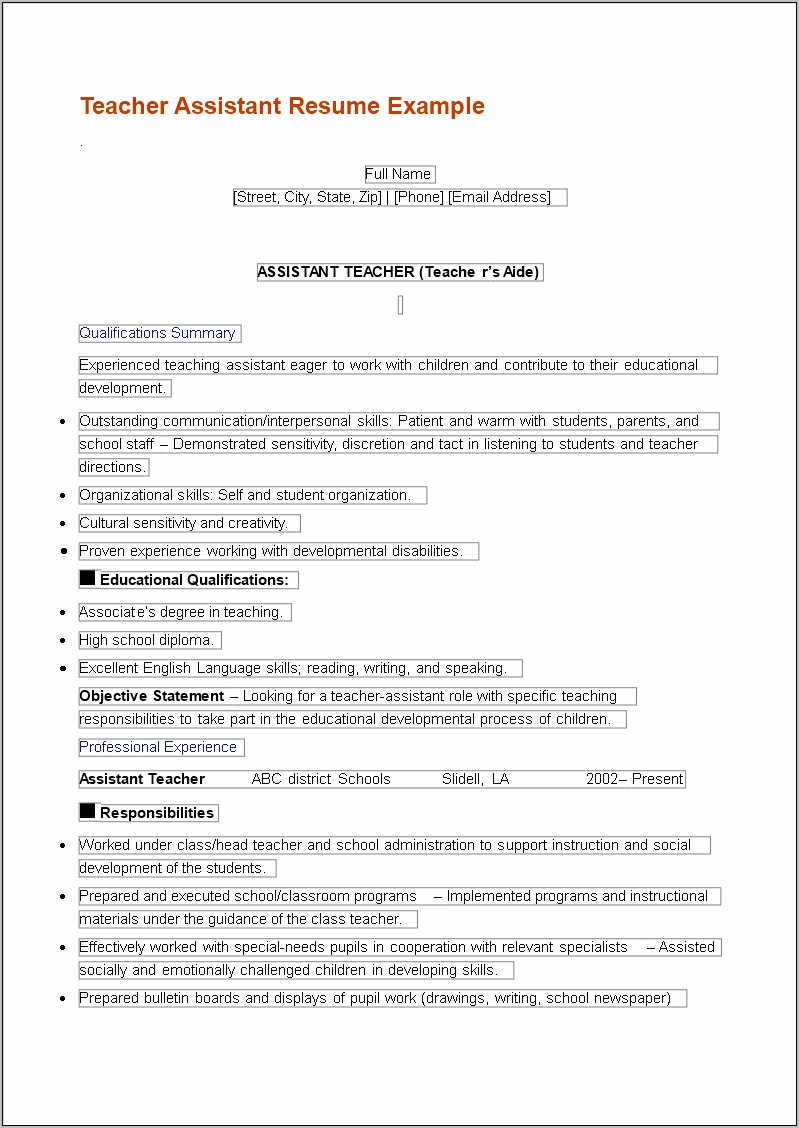 Objective Statement Resume Adjunct Professor